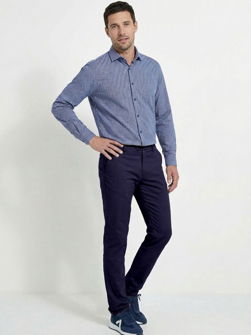Pantalon chino toile coton stretch Homme Bleu FLUIDE MV1
