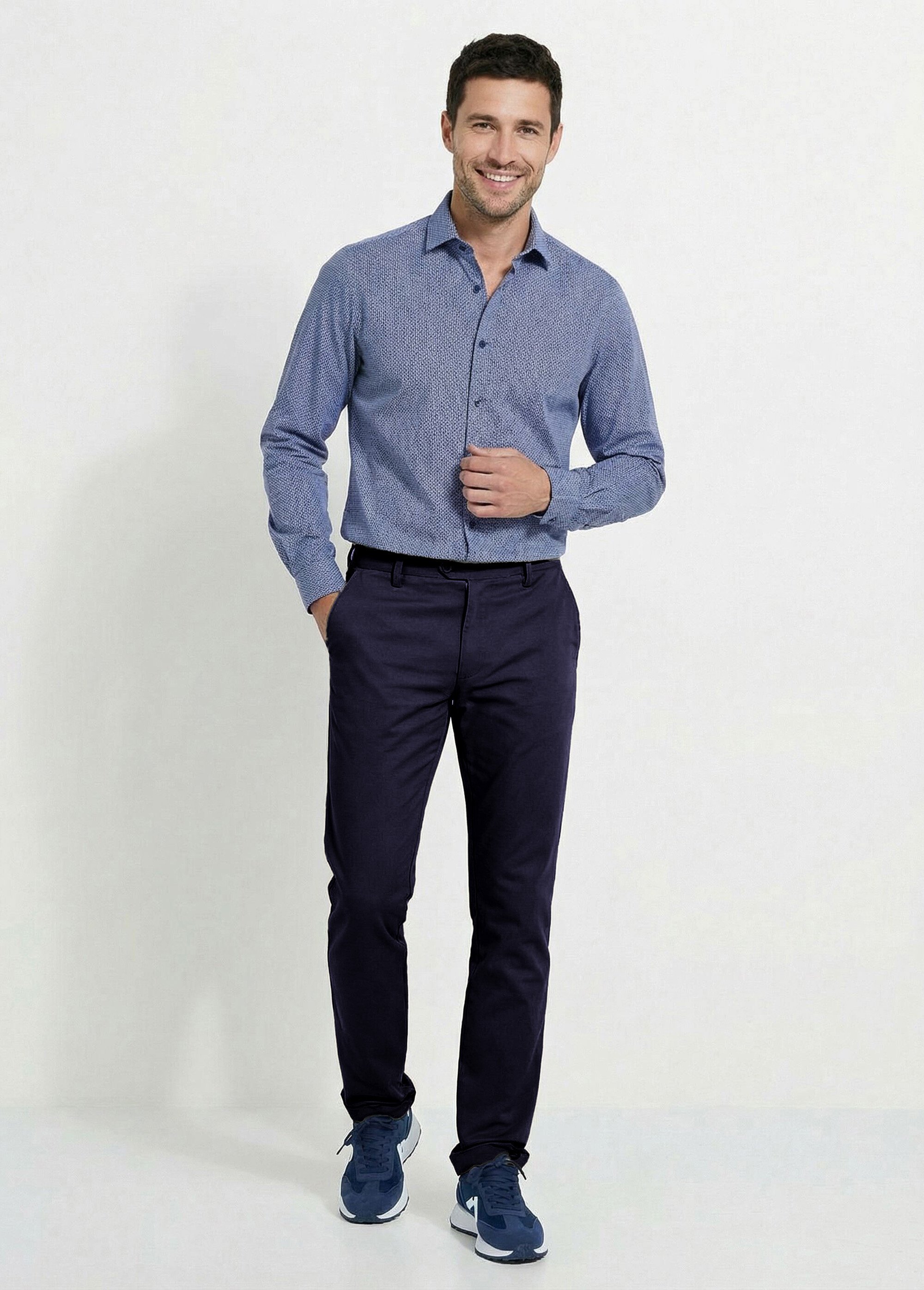 Pantalon chino toile coton stretch Homme Bleu FLUIDE SF1