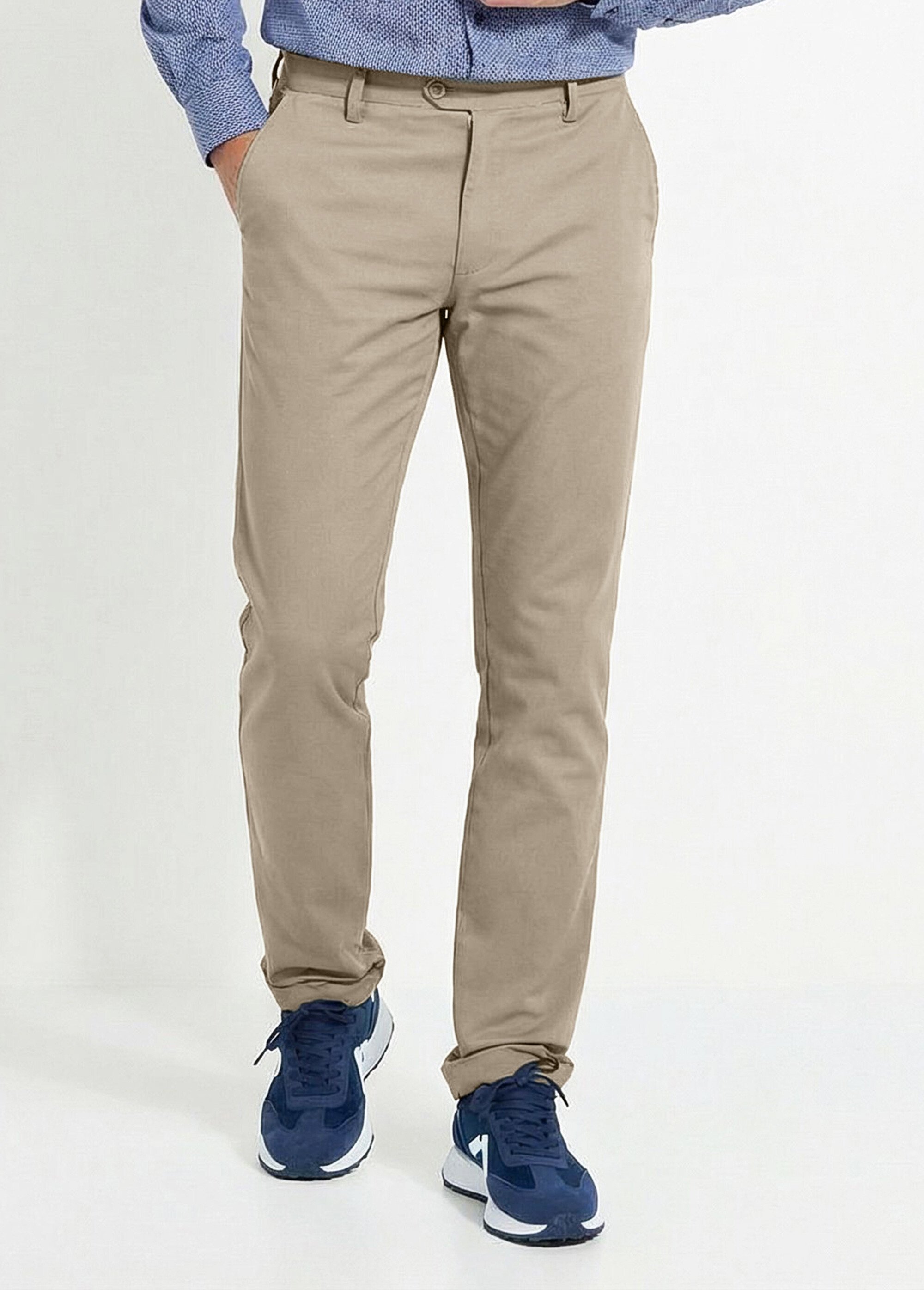 Pantalon chino toile coton stretch Homme Beige FLUIDE FA1