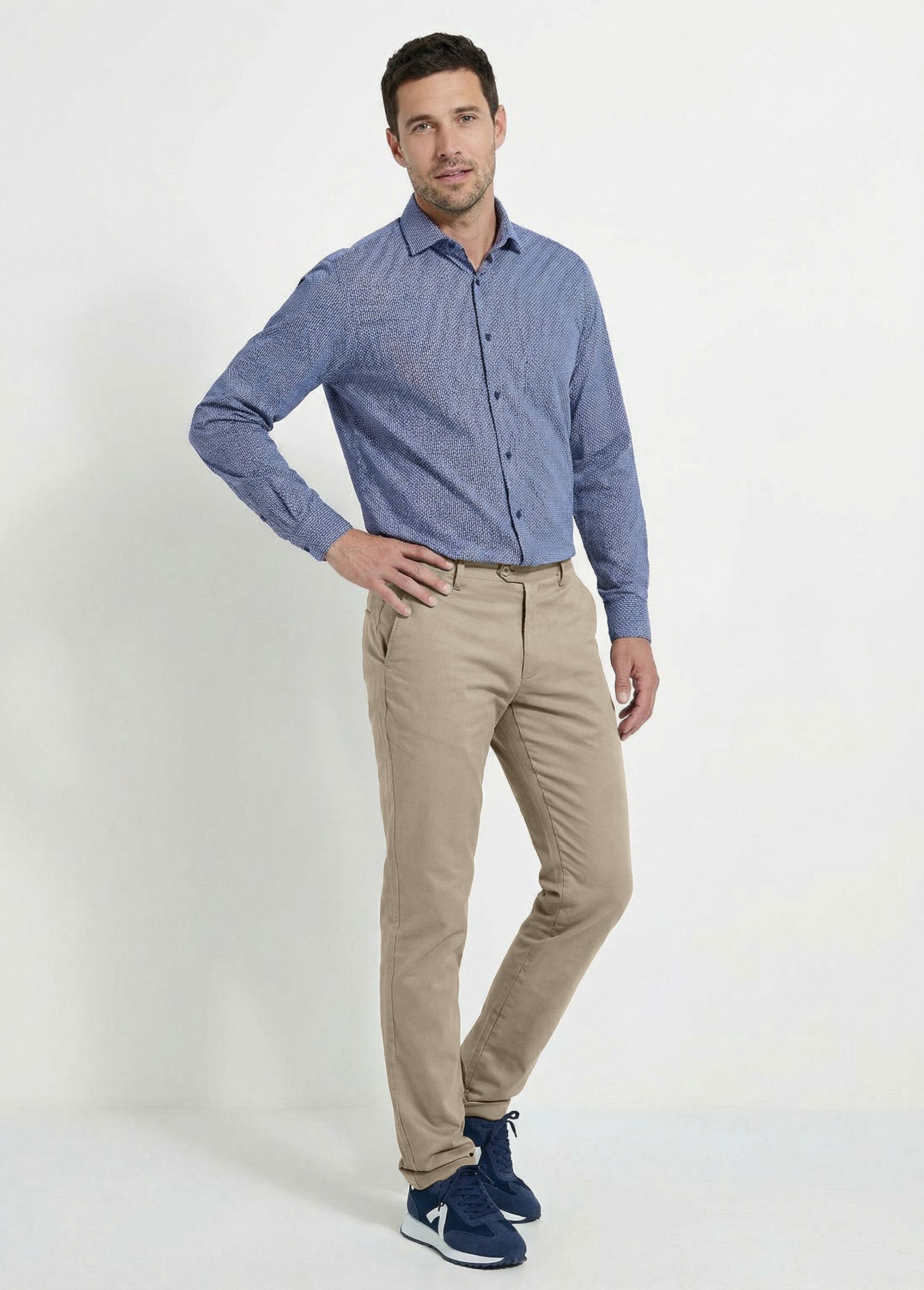 Pantalon chino toile coton stretch Homme Beige FLUIDE MV1