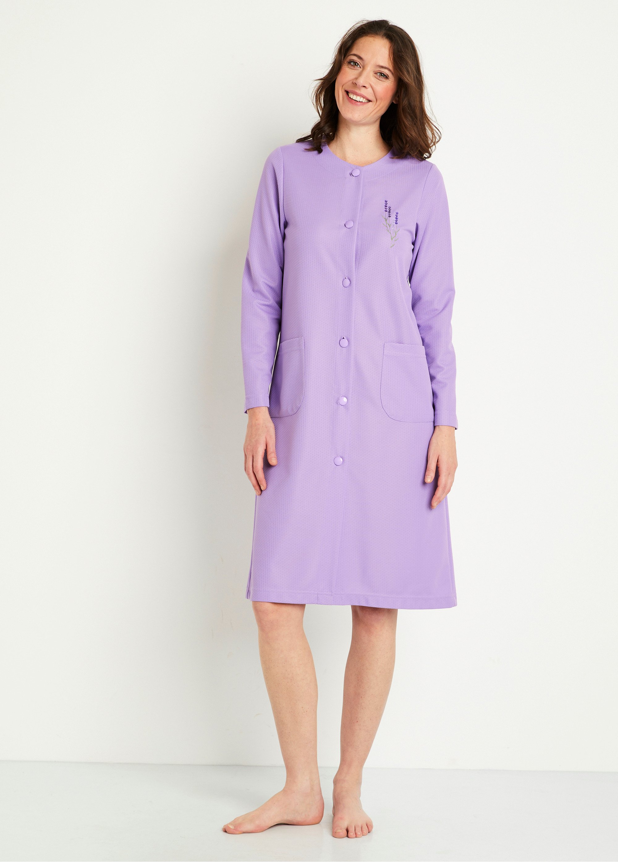 Peignoir boutonné brodé