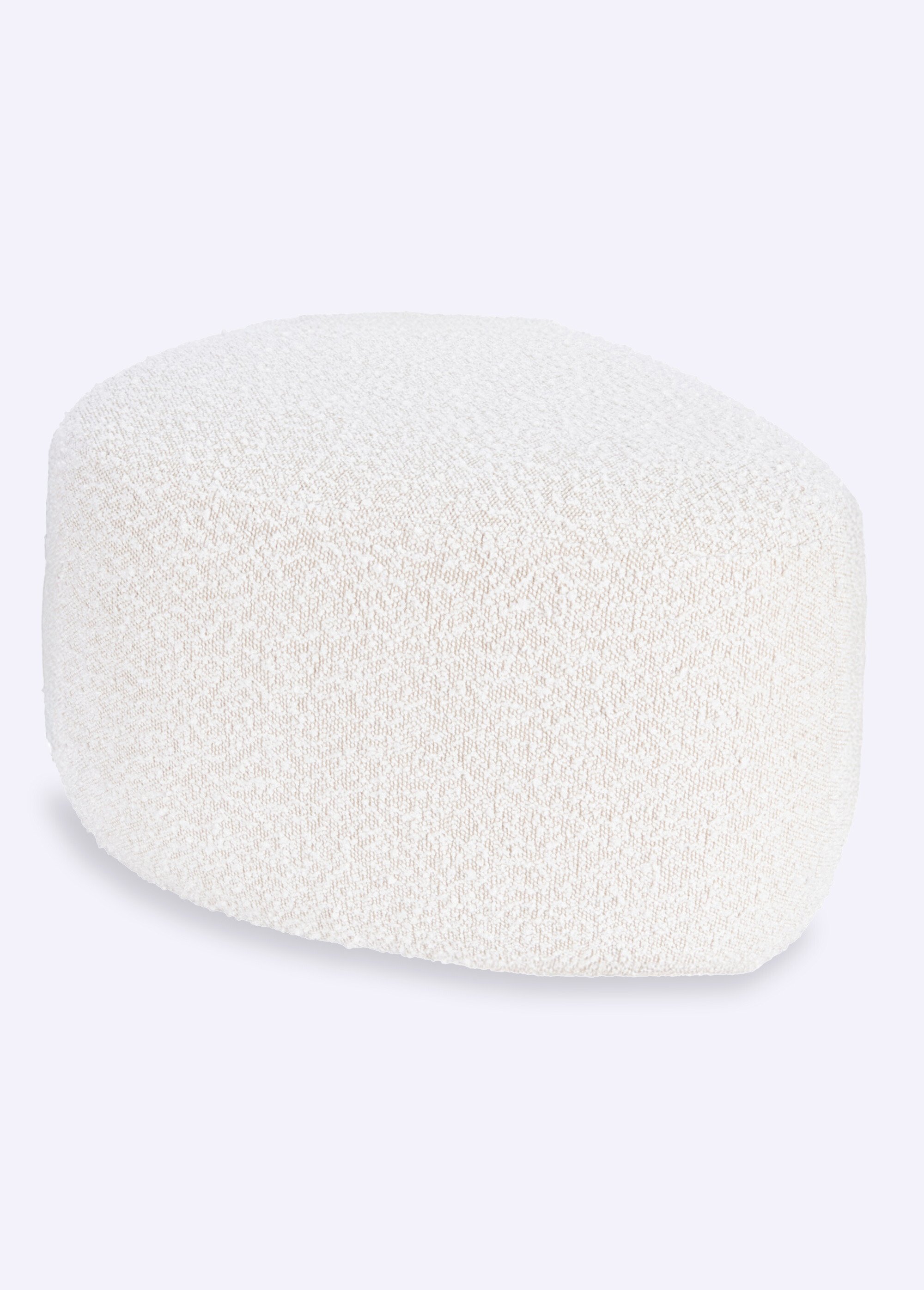 Pouf rond d'appoint, aspect laineux BLANC KP-NB1510840 FA1