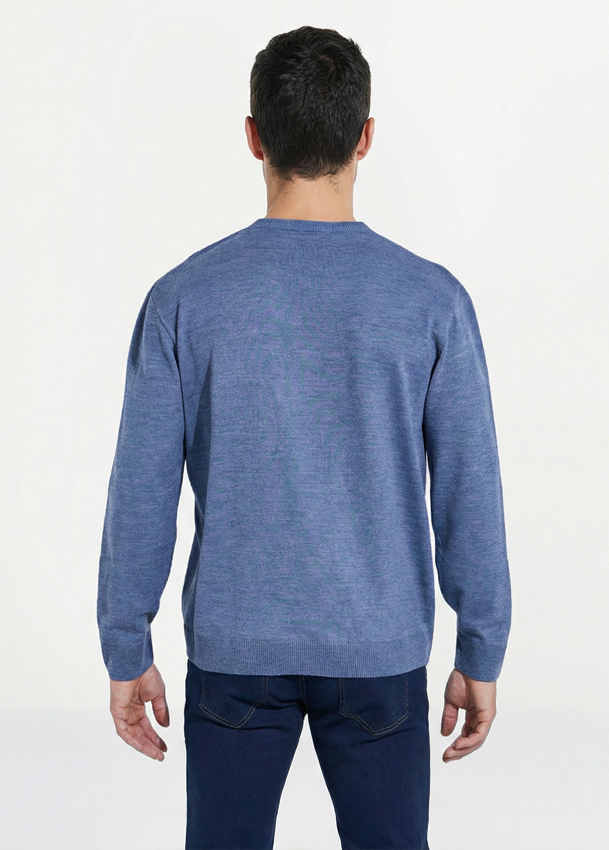 Pull fin col V jersey doux manches longues Homme Bleu FINEST DO1