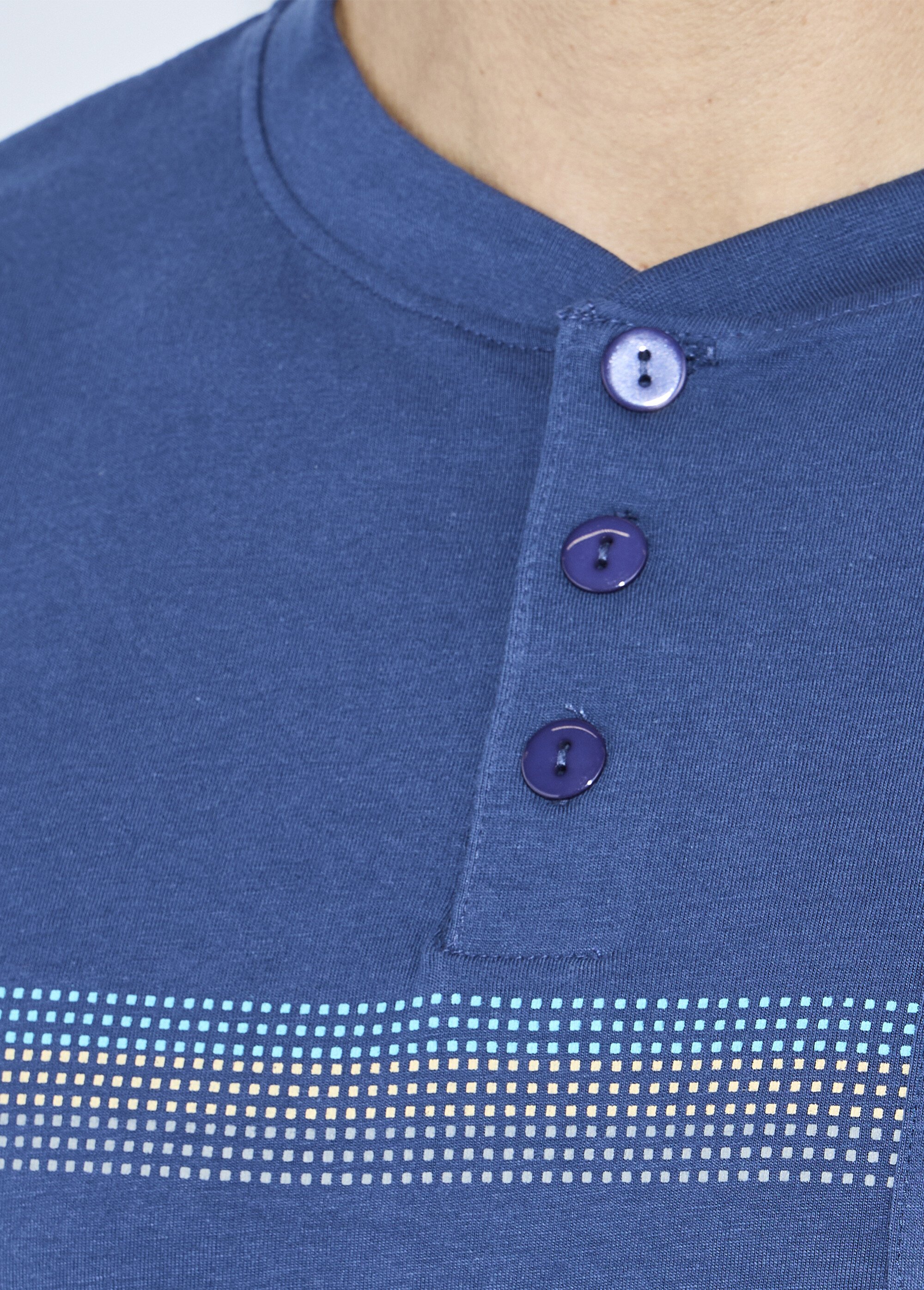 Pyjama col tunisien jersey coton bas resserrés Homme Bleu INUIT DE1