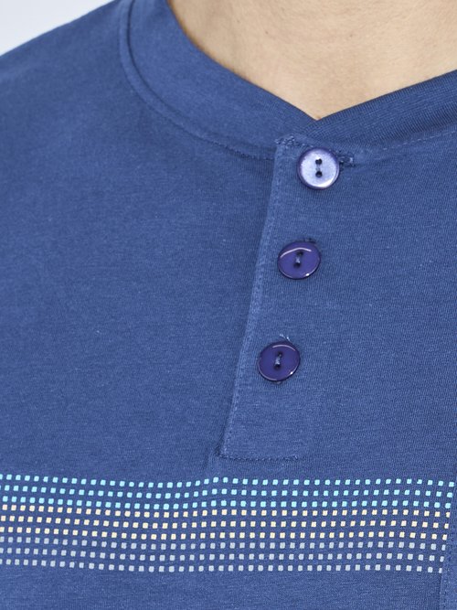 Pyjama col tunisien jersey coton bas resserrés Homme Bleu INUIT DE1