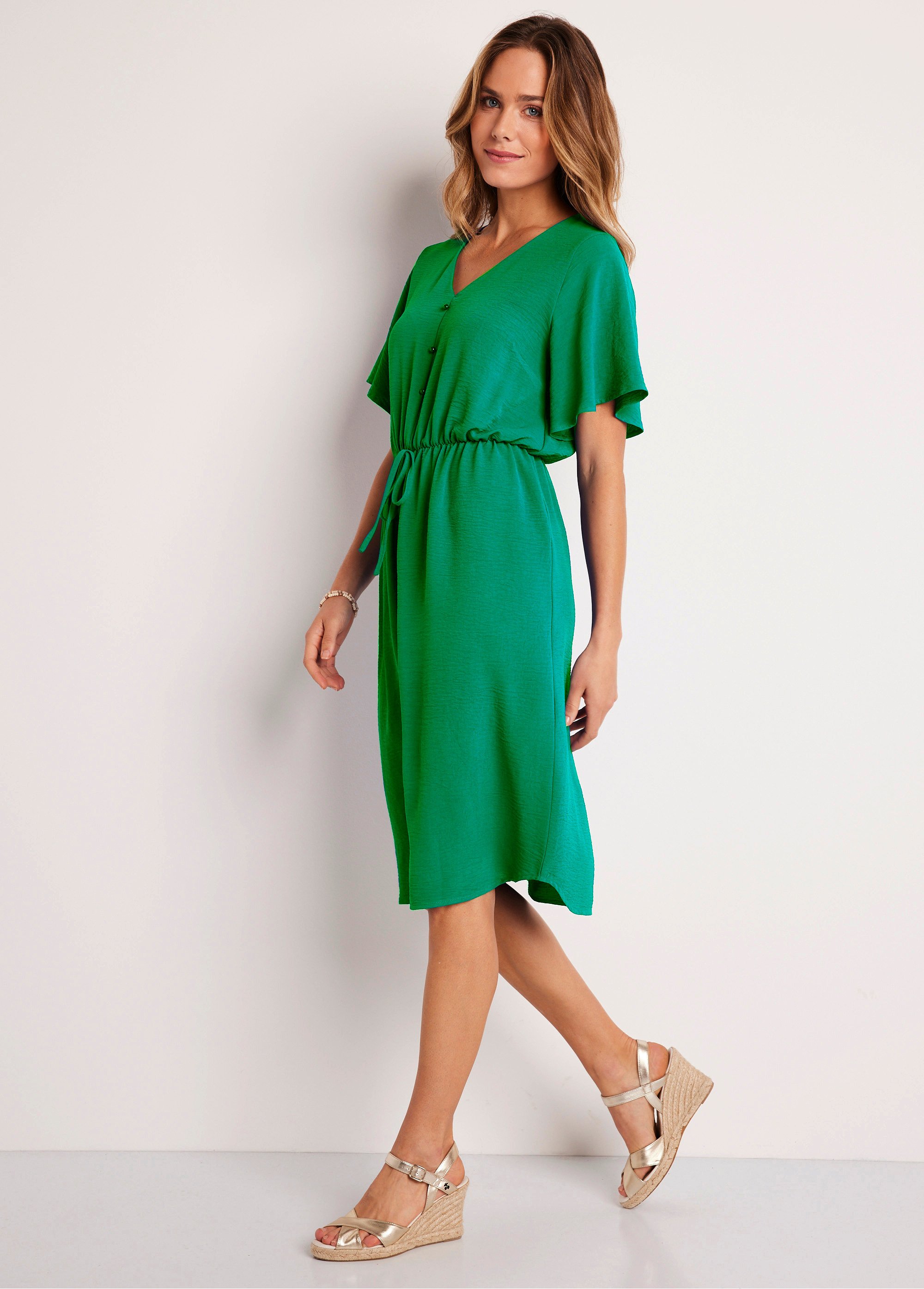 Robe courte évasée unie Femme Vert ESSONE GA1