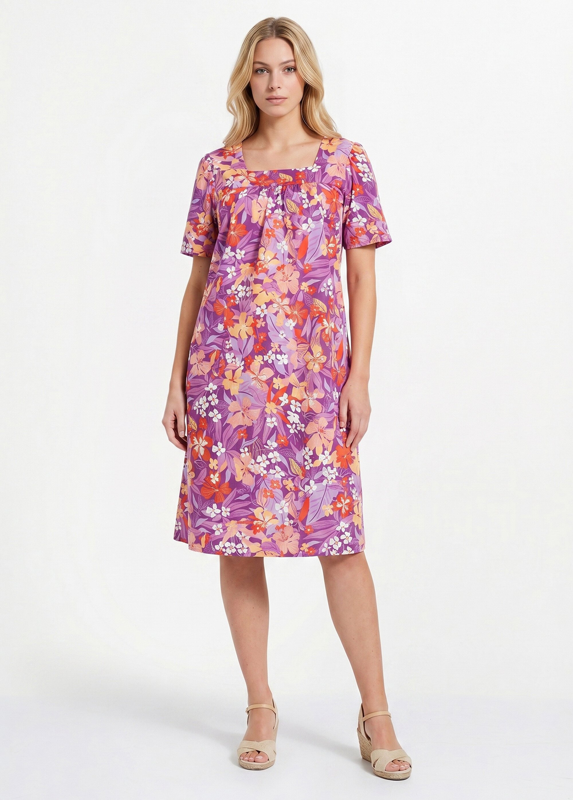 Robe-tablier courte manches courtes Femme Orange ARGELES FA1