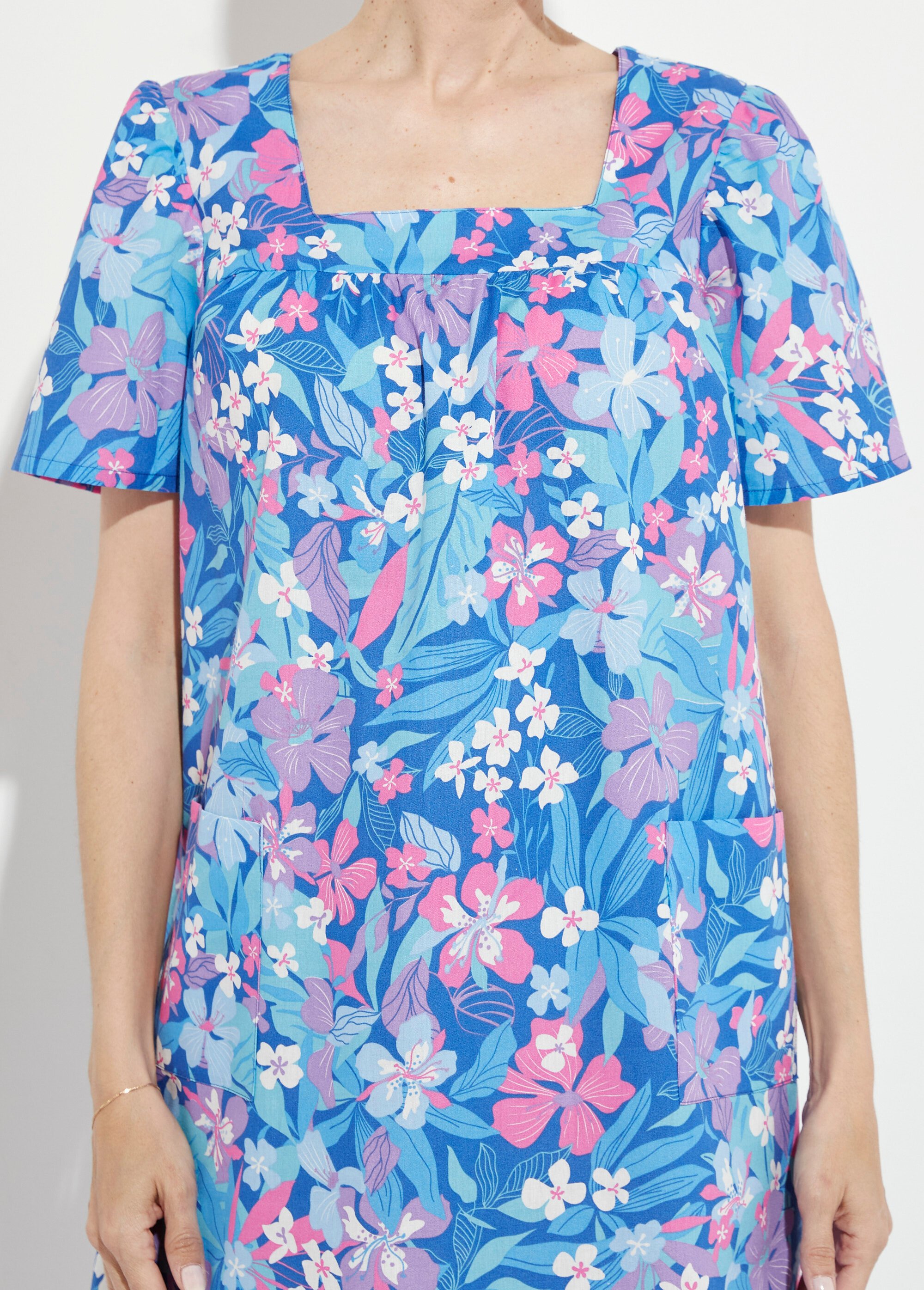 Robe-tablier courte manches courtes Femme Bleu ARGELES DE1