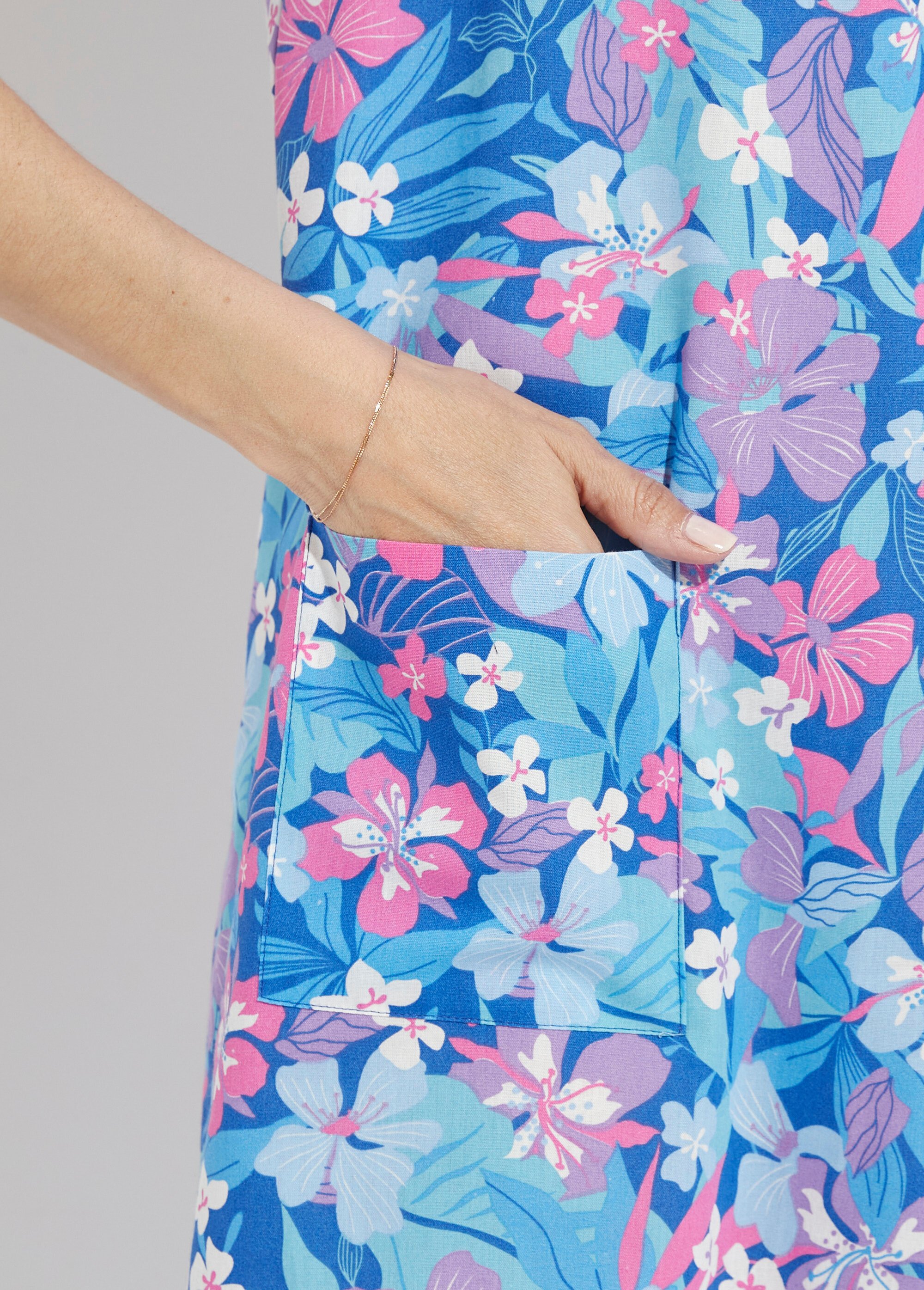 Robe-tablier courte manches courtes Femme Bleu ARGELES DE3