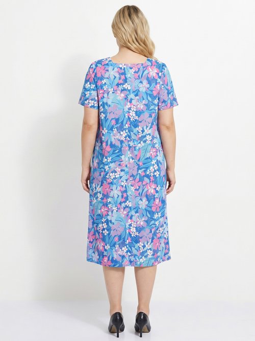Robe-tablier courte manches courtes Femme Grande Taille Bleu ARGELES DO1