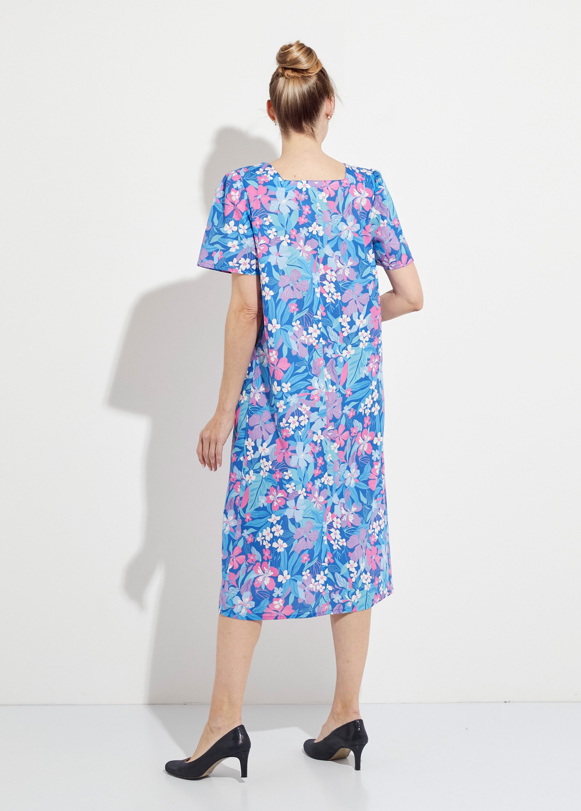 Robe-tablier courte manches courtes Femme Bleu ARGELES DO1