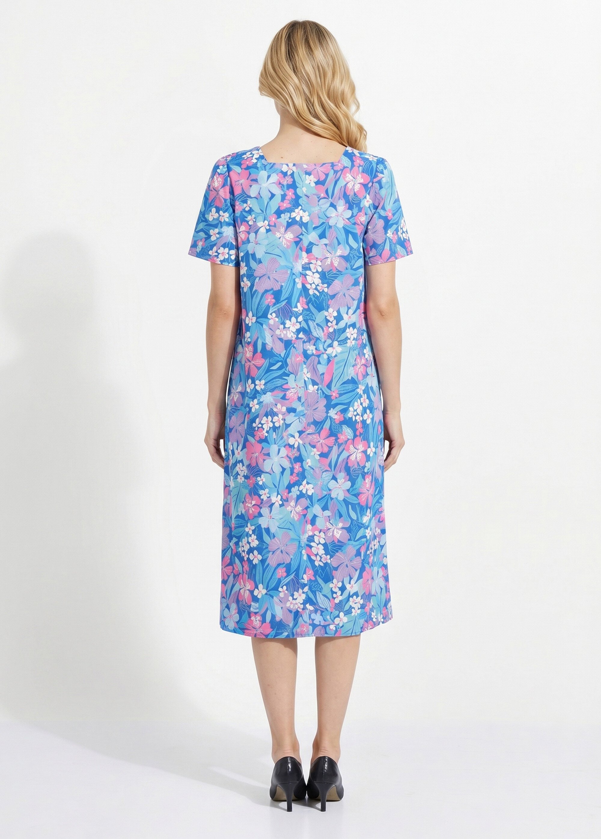 Robe-tablier courte manches courtes Femme Bleu ARGELES DO1