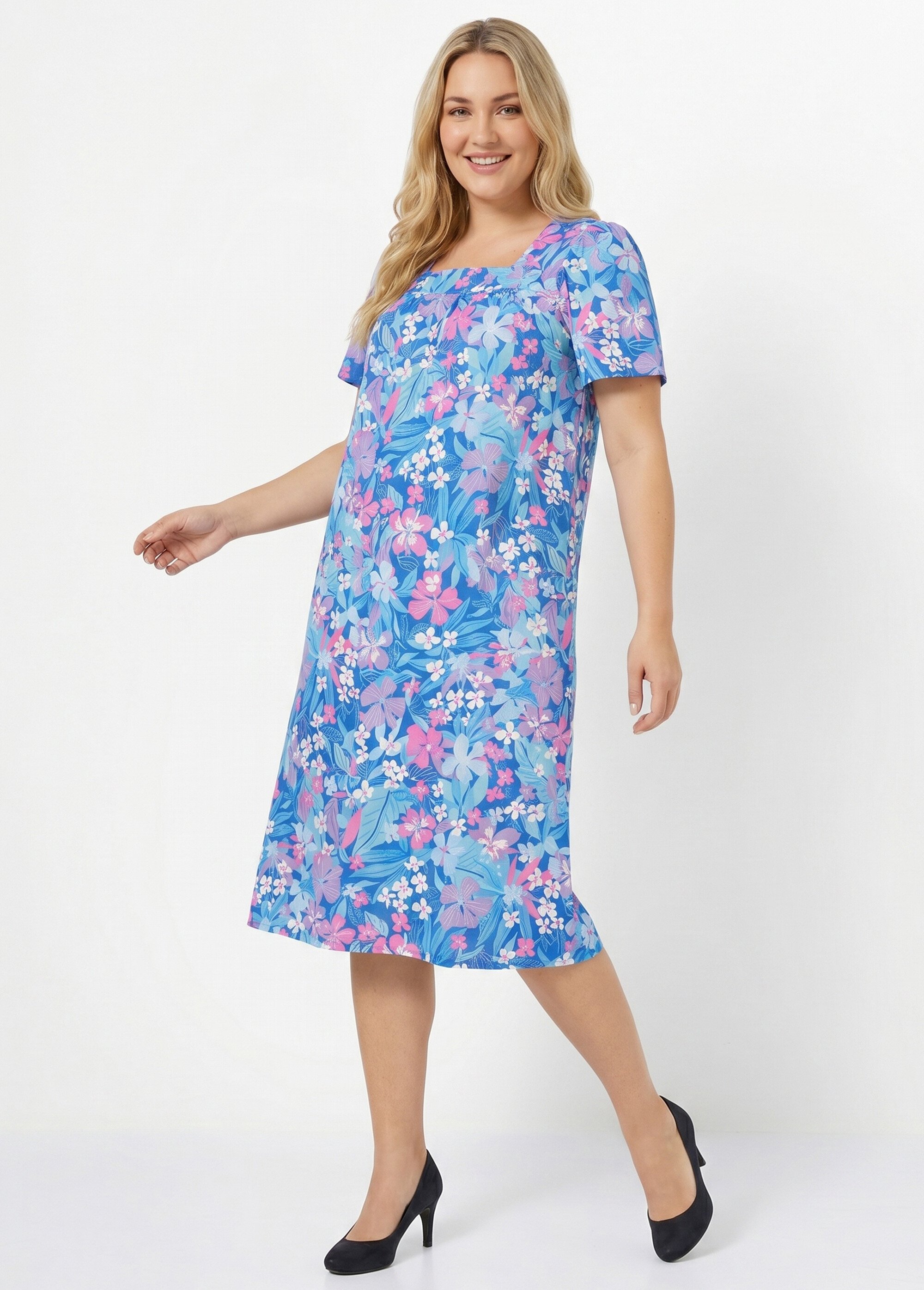 Robe-tablier courte manches courtes