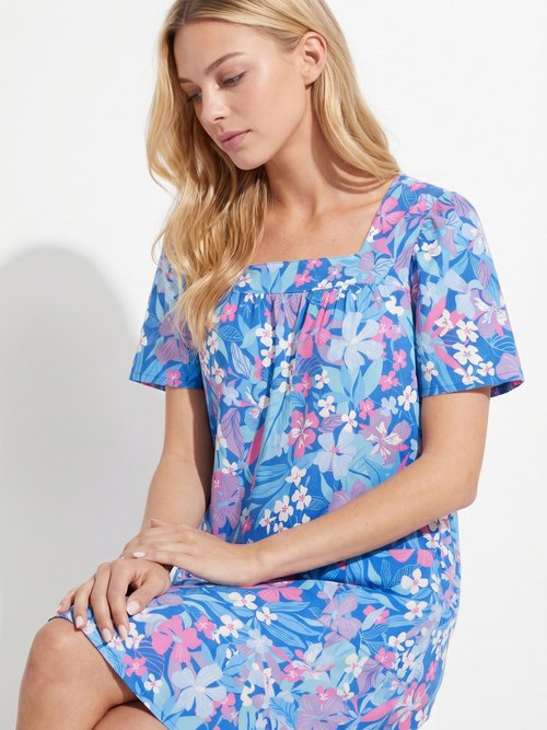 Robe-tablier courte manches courtes Femme Bleu ARGELES MV1