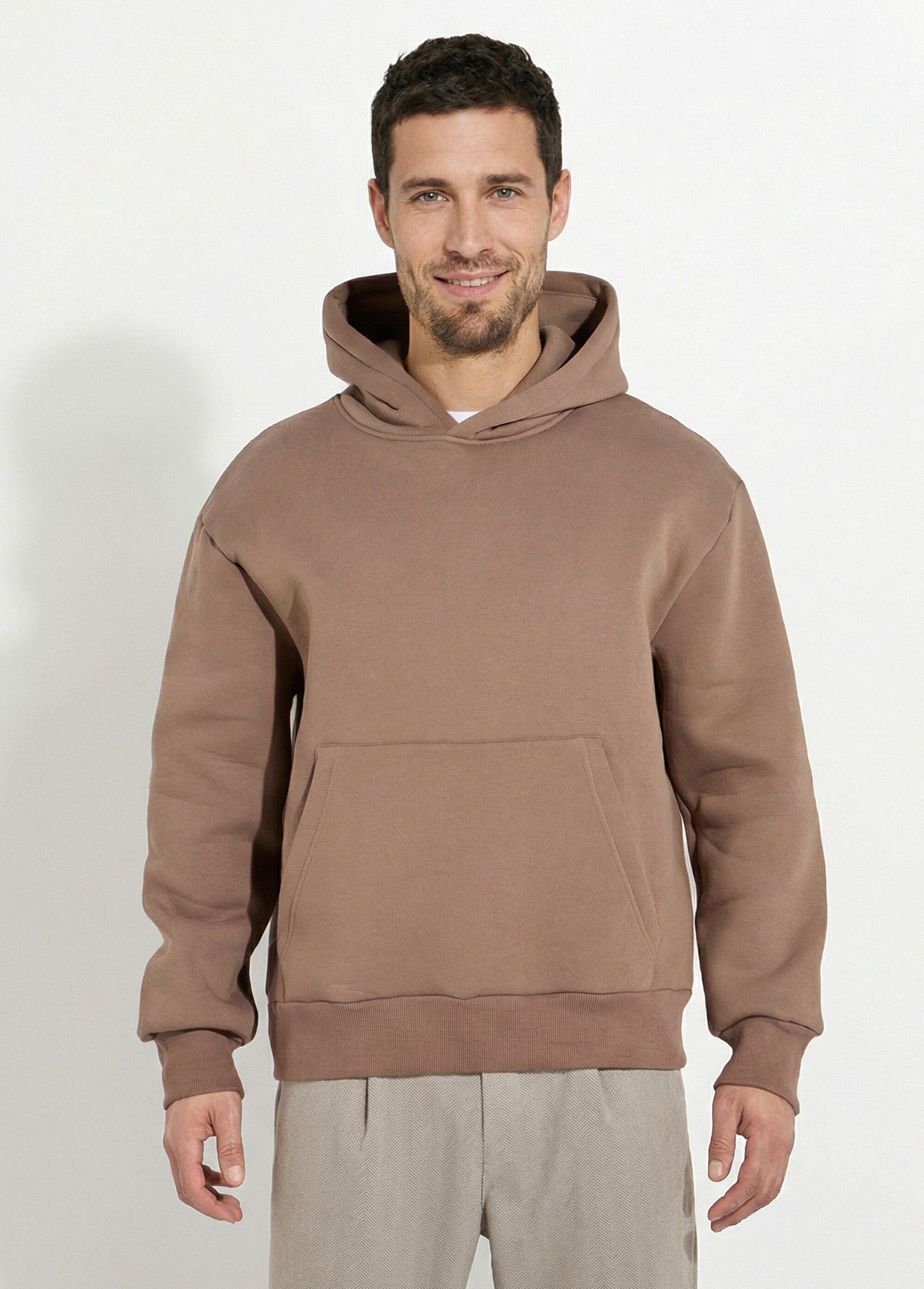 Sweat-shirt zippé molletonné à capuche Marron FRIOT53B FA1