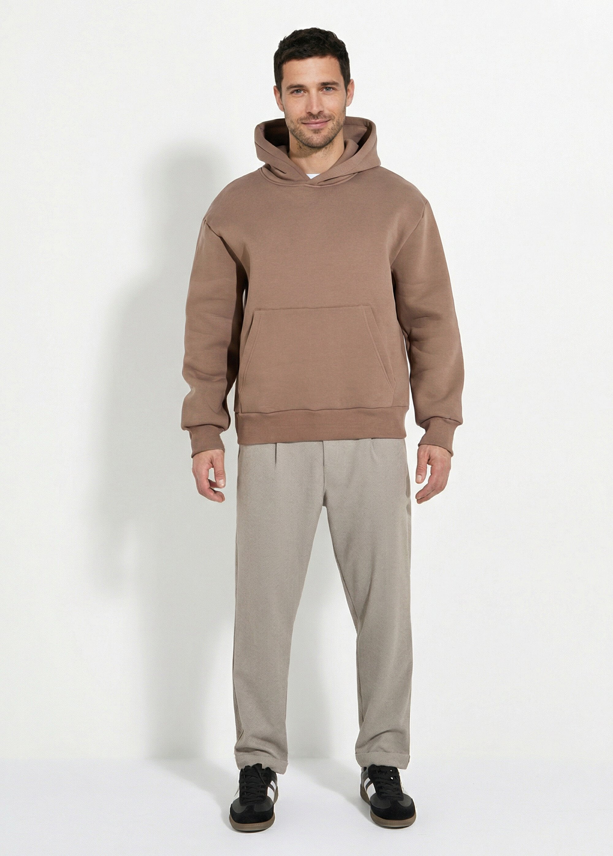 Sweat-shirt zippé molletonné à capuche Marron FRIOT53B SF1