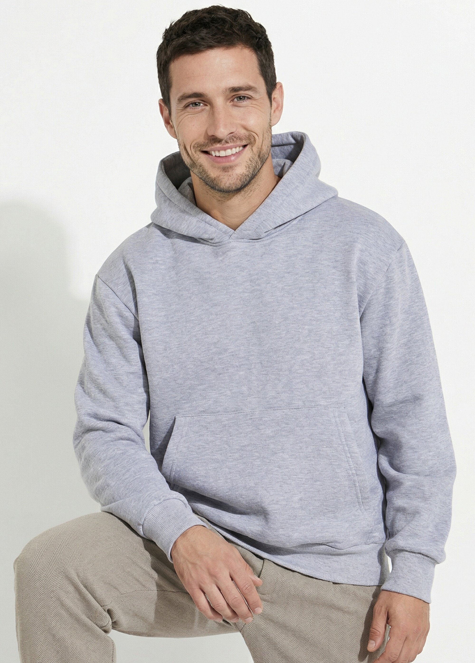 Sweat-shirt zippé molletonné à capuche Gris FRIOT53B MV1