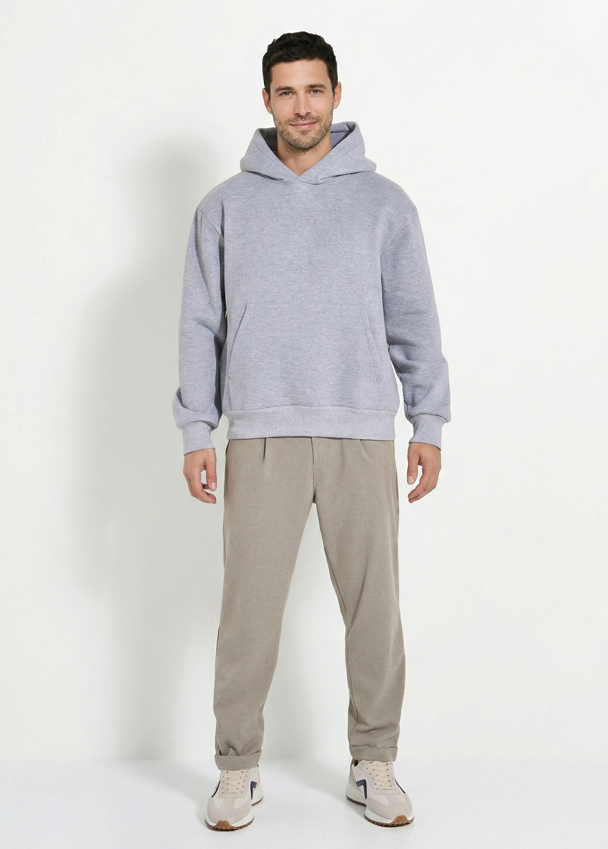 Sweat-shirt zippé molletonné à capuche Gris FRIOT53B SF1