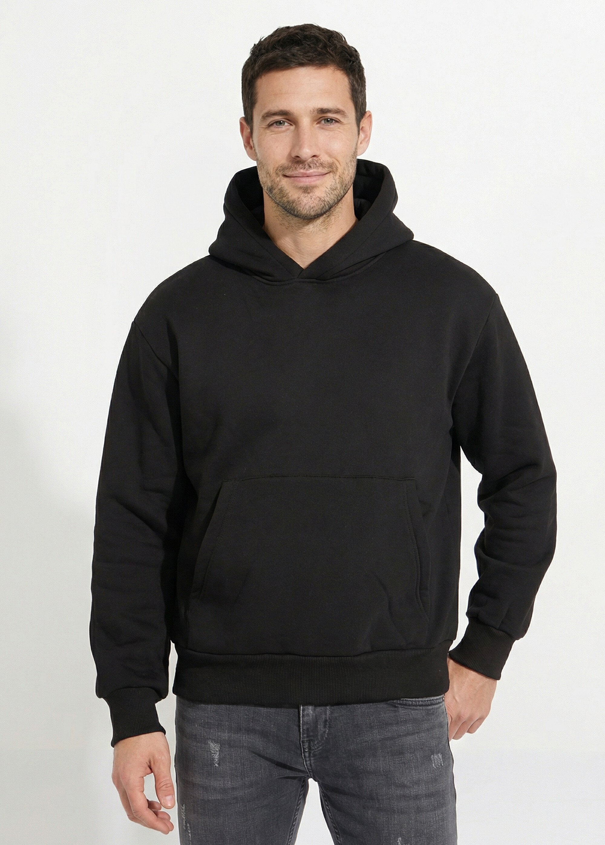 Sweat-shirt zippé molletonné à capuche Noir FRIOT53B FA1