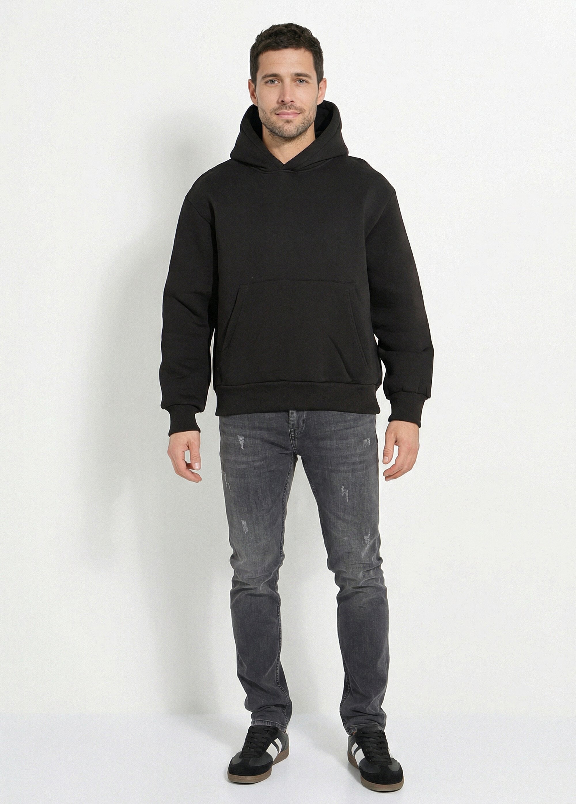 Sweat-shirt zippé molletonné à capuche Noir FRIOT53B SF1