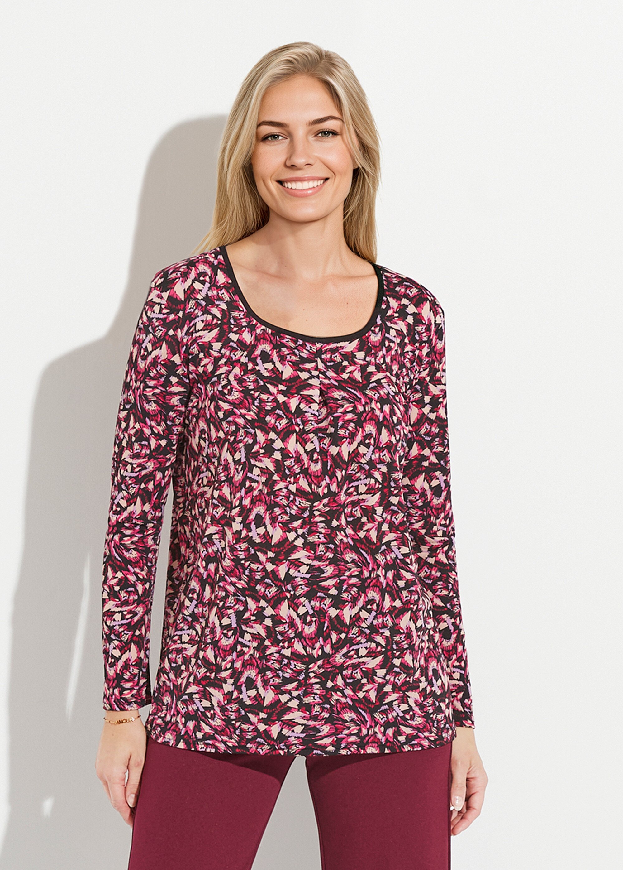 T-shirt long et ample imprimé graphique Femme Rose COURONNE FA1