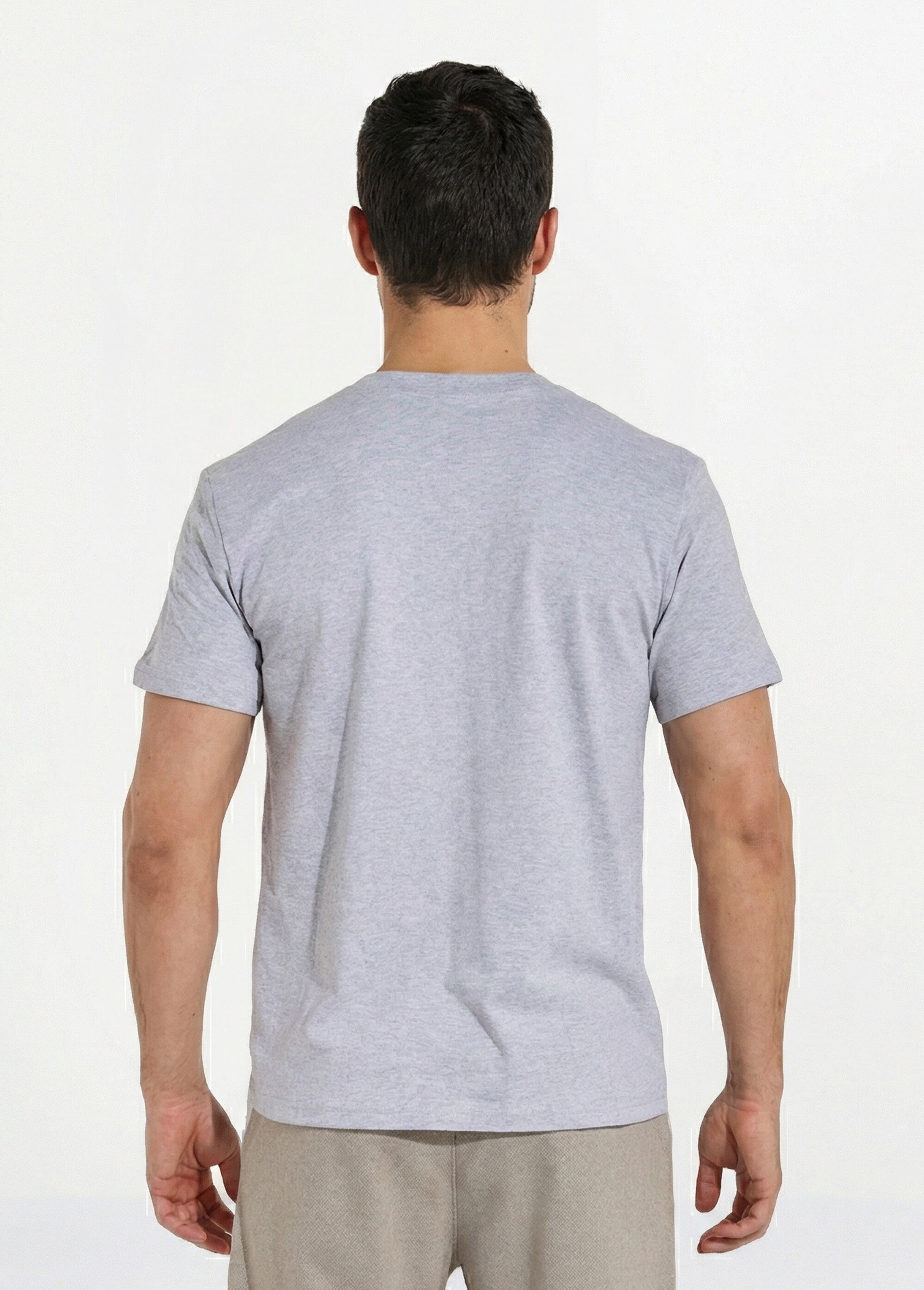 T-shirt pur coton avec col rond, Essentiel Homme Gris FRIBM1679 DO1