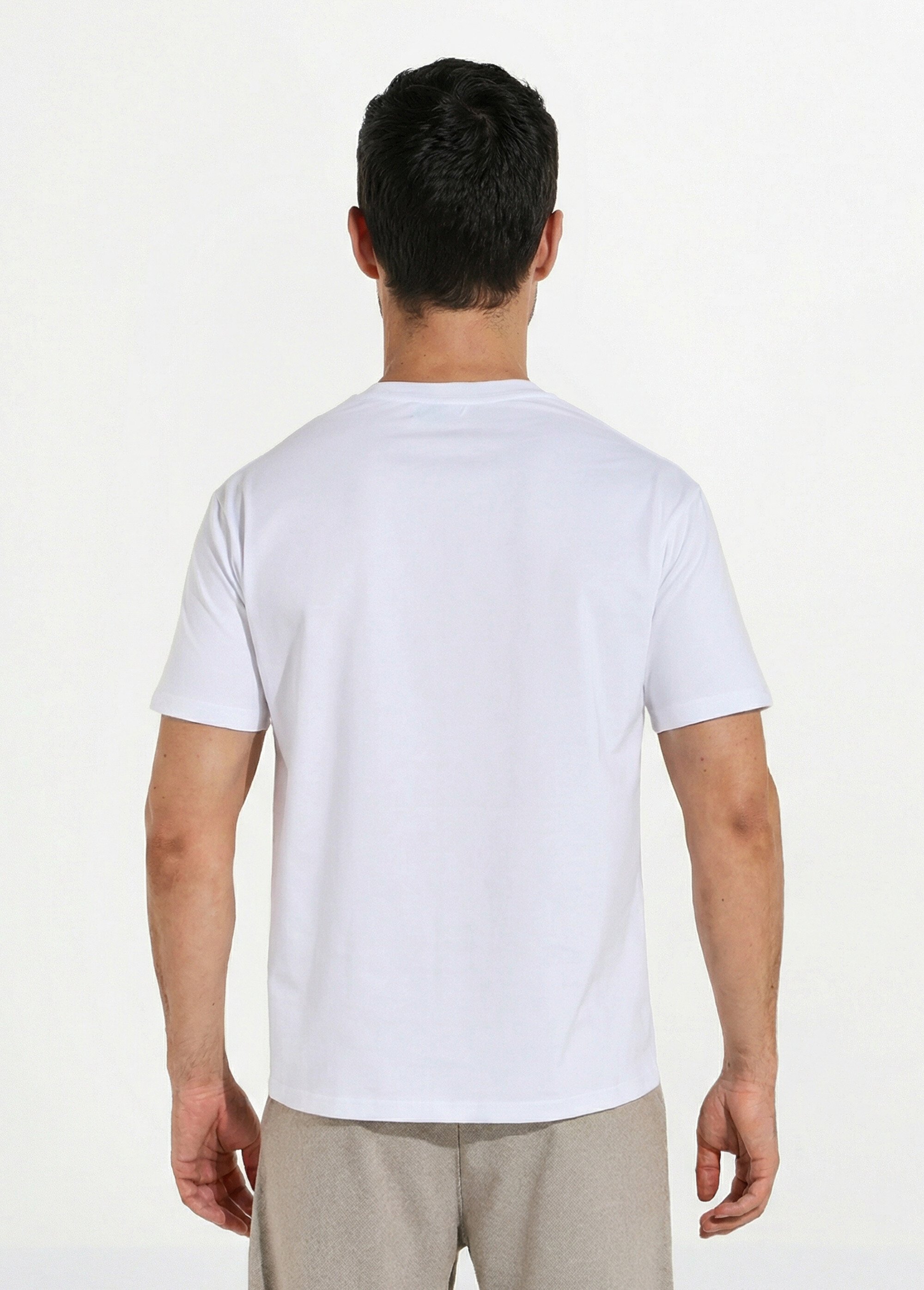 T-shirt pur coton avec col rond, Essentiel Homme Blanc FRIBM1679 DO1