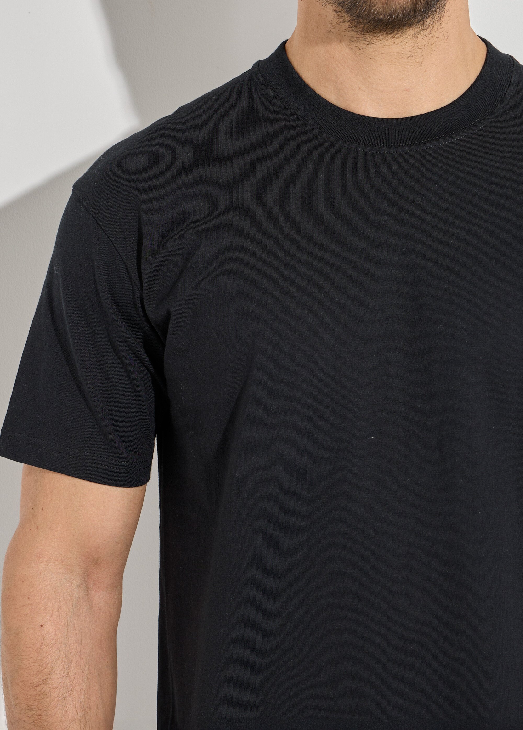 T-shirt pur coton avec col rond, Essentiel