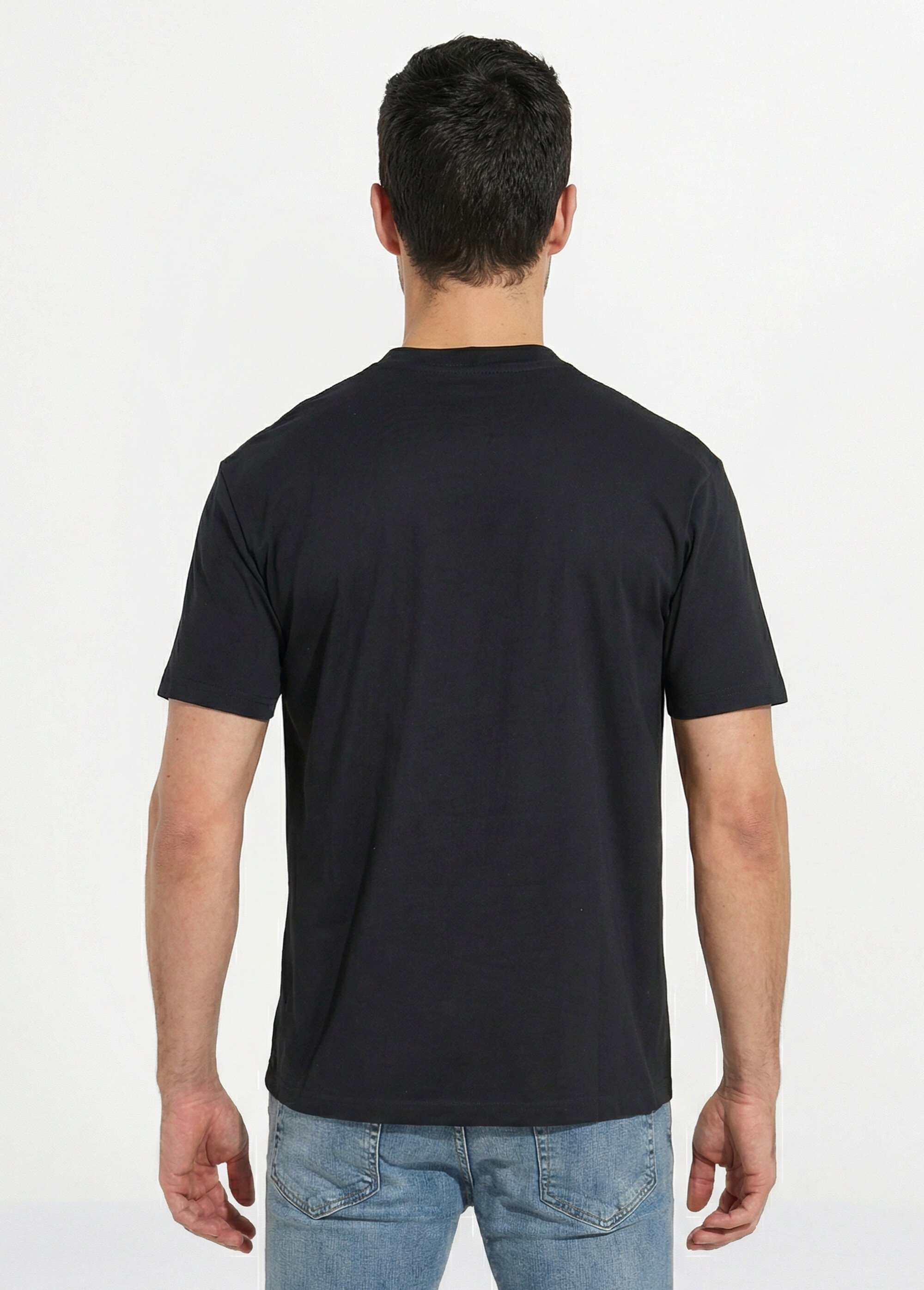 T-shirt pur coton avec col rond, Essentiel