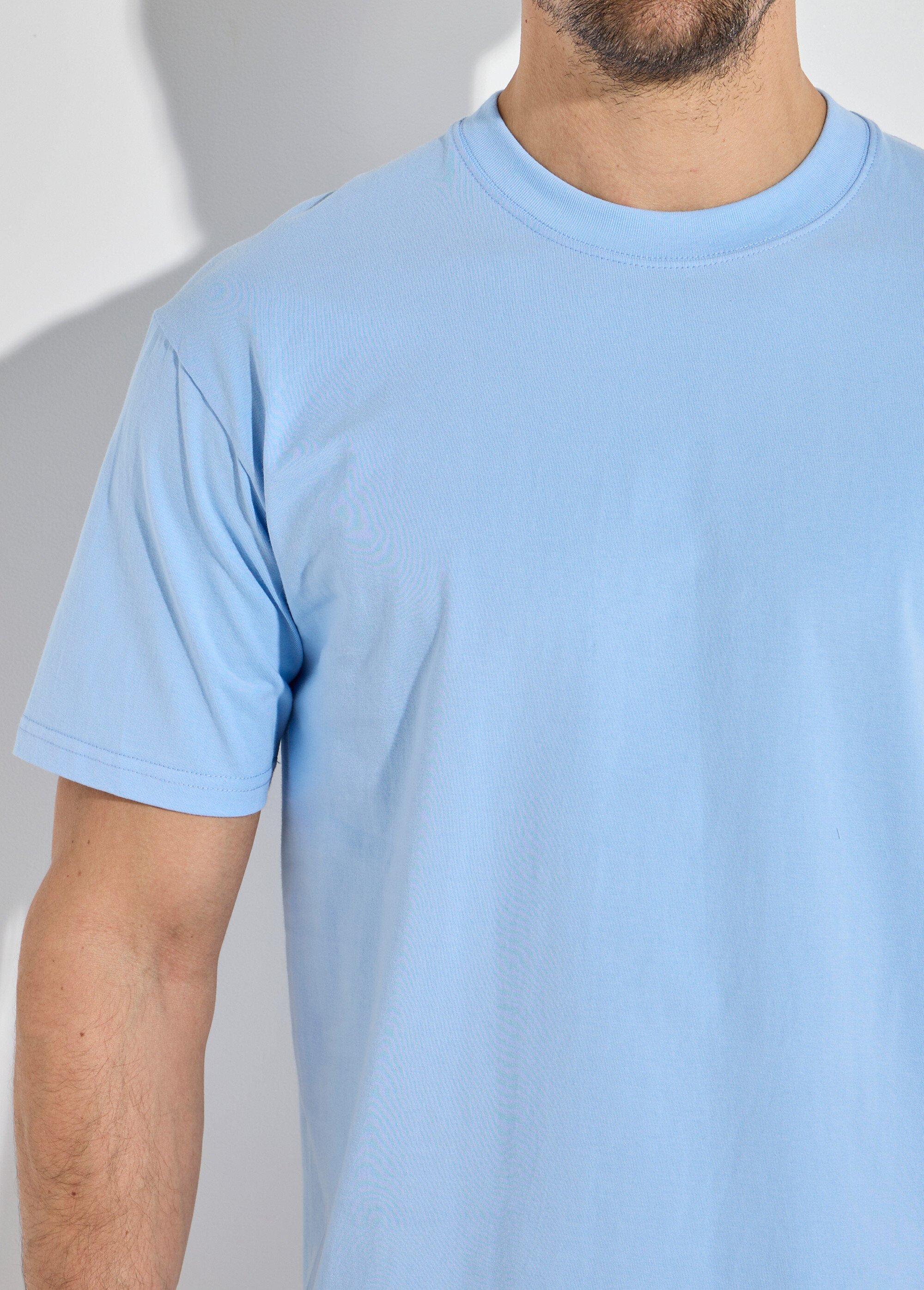 T-shirt pur coton avec col rond, Essentiel