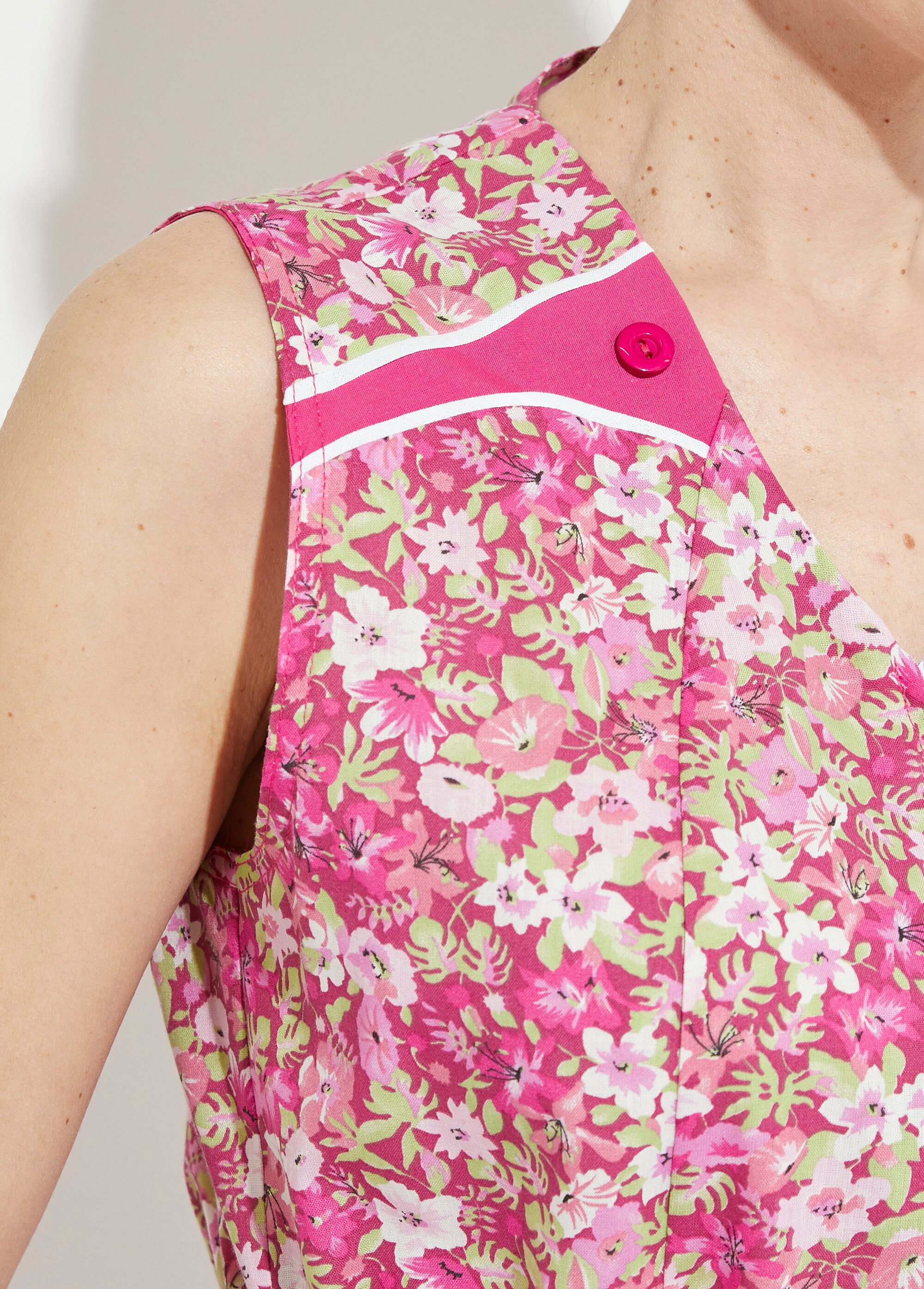 Tablier zippé sans manches fleuri Femme Rose ARTHUR DE2
