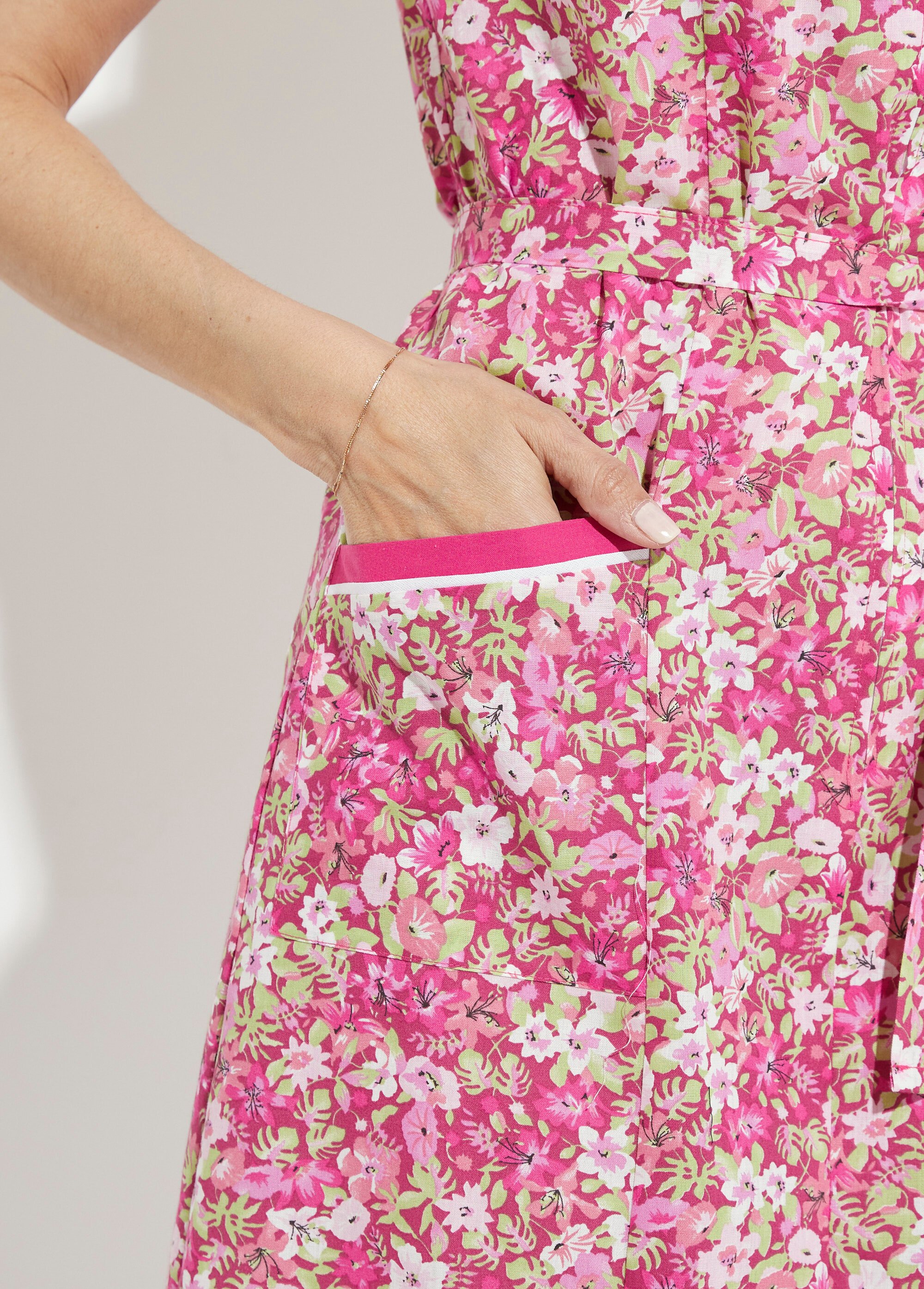 Tablier zippé sans manches fleuri Femme Rose ARTHUR DE3