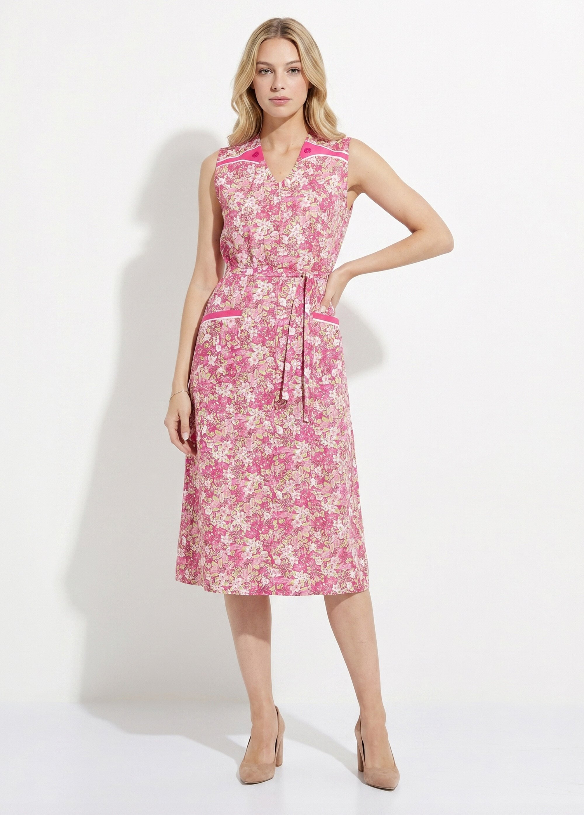 Tablier zippé sans manches fleuri Femme Rose ARTHUR MV1