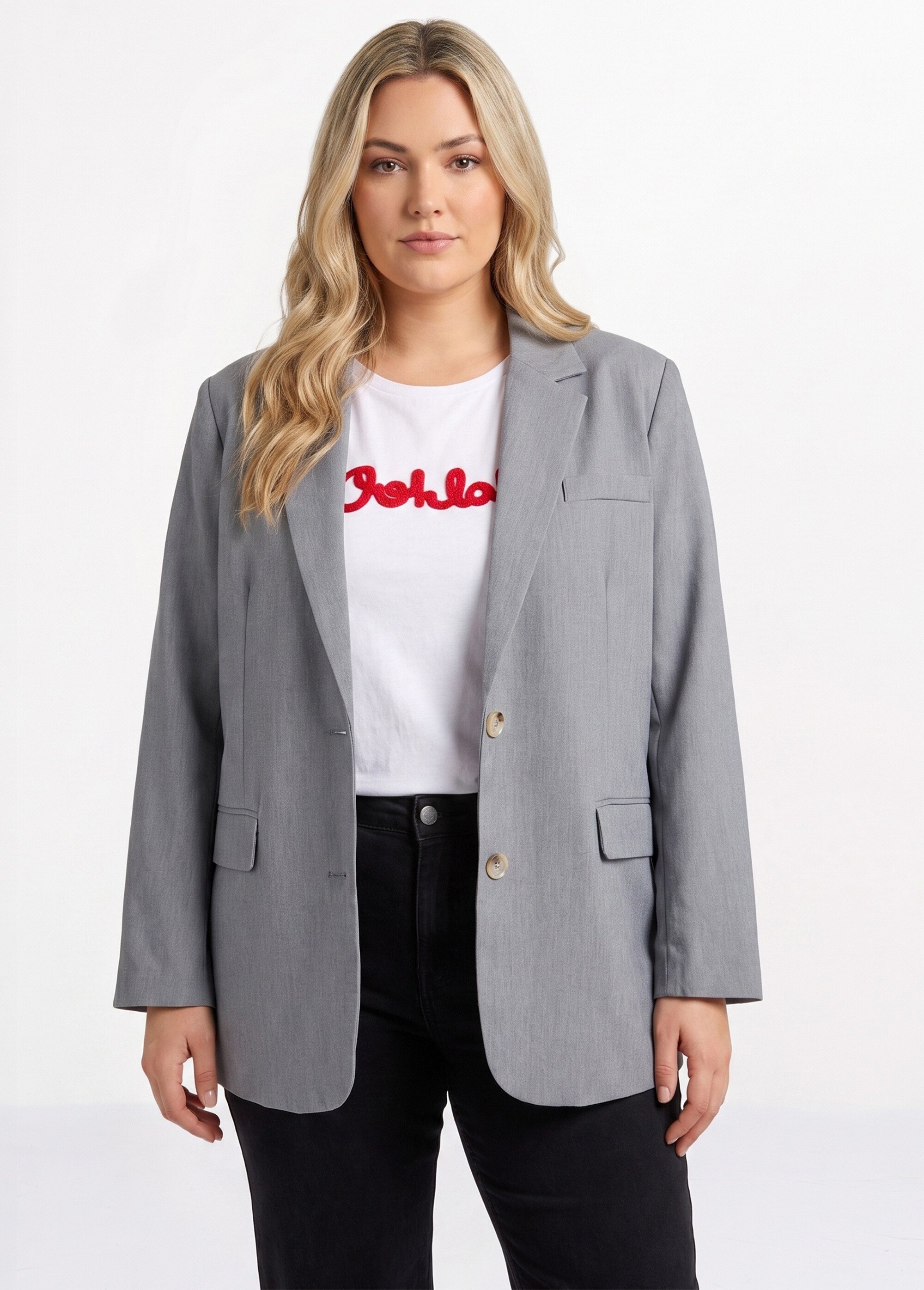 Veste chinée 2 boutons col tailleur Femme Grande Taille Gris JSM-JS-960 FA1