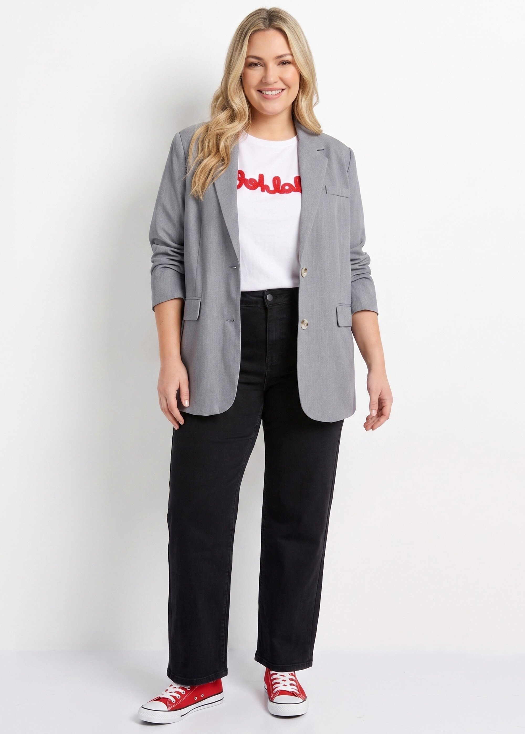 Veste chinée 2 boutons col tailleur Femme Grande Taille Gris JSM-JS-960 SI1