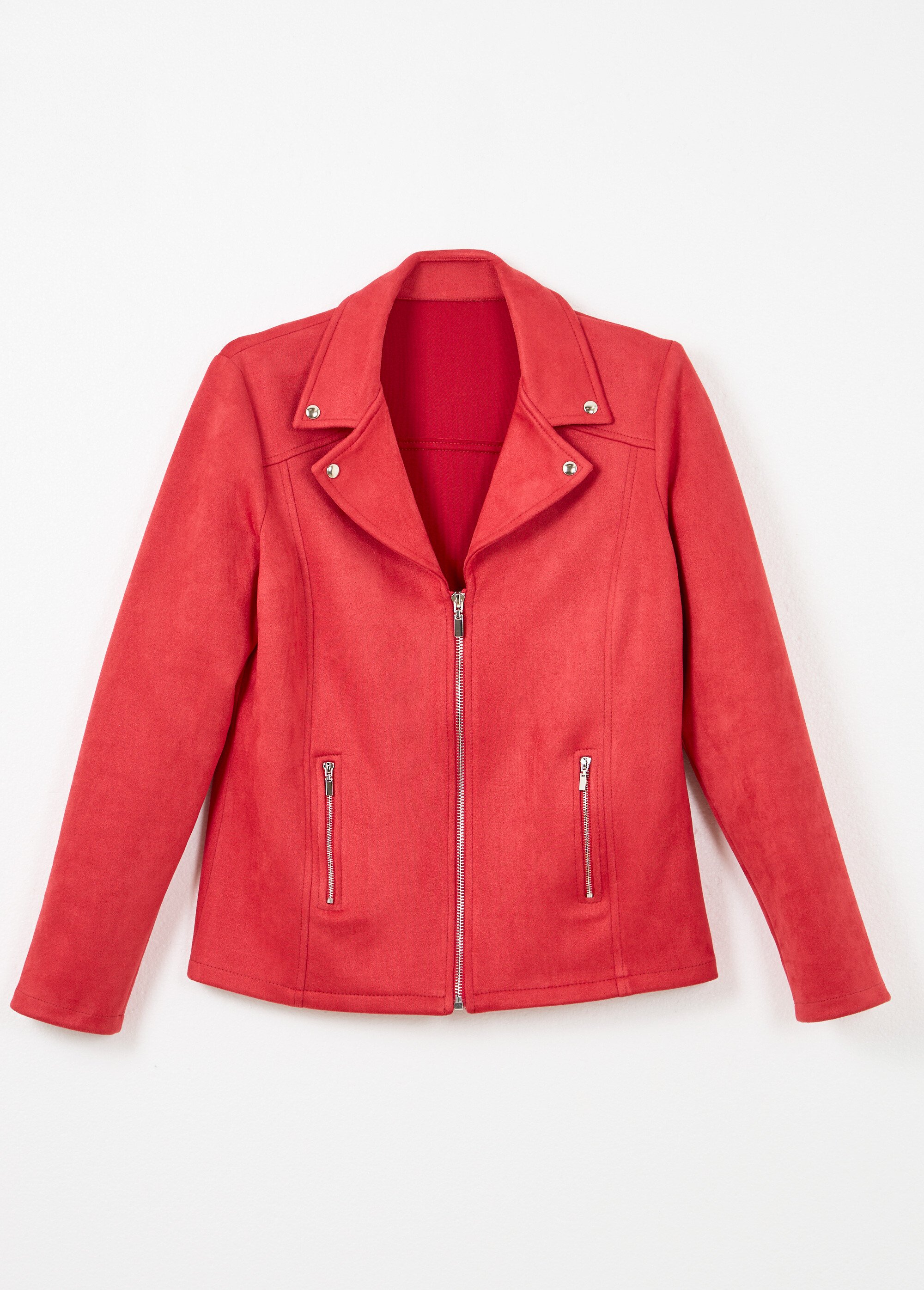 Blouson zippé tissu suédé velouté Femme Rouge TITOUAN AP1
