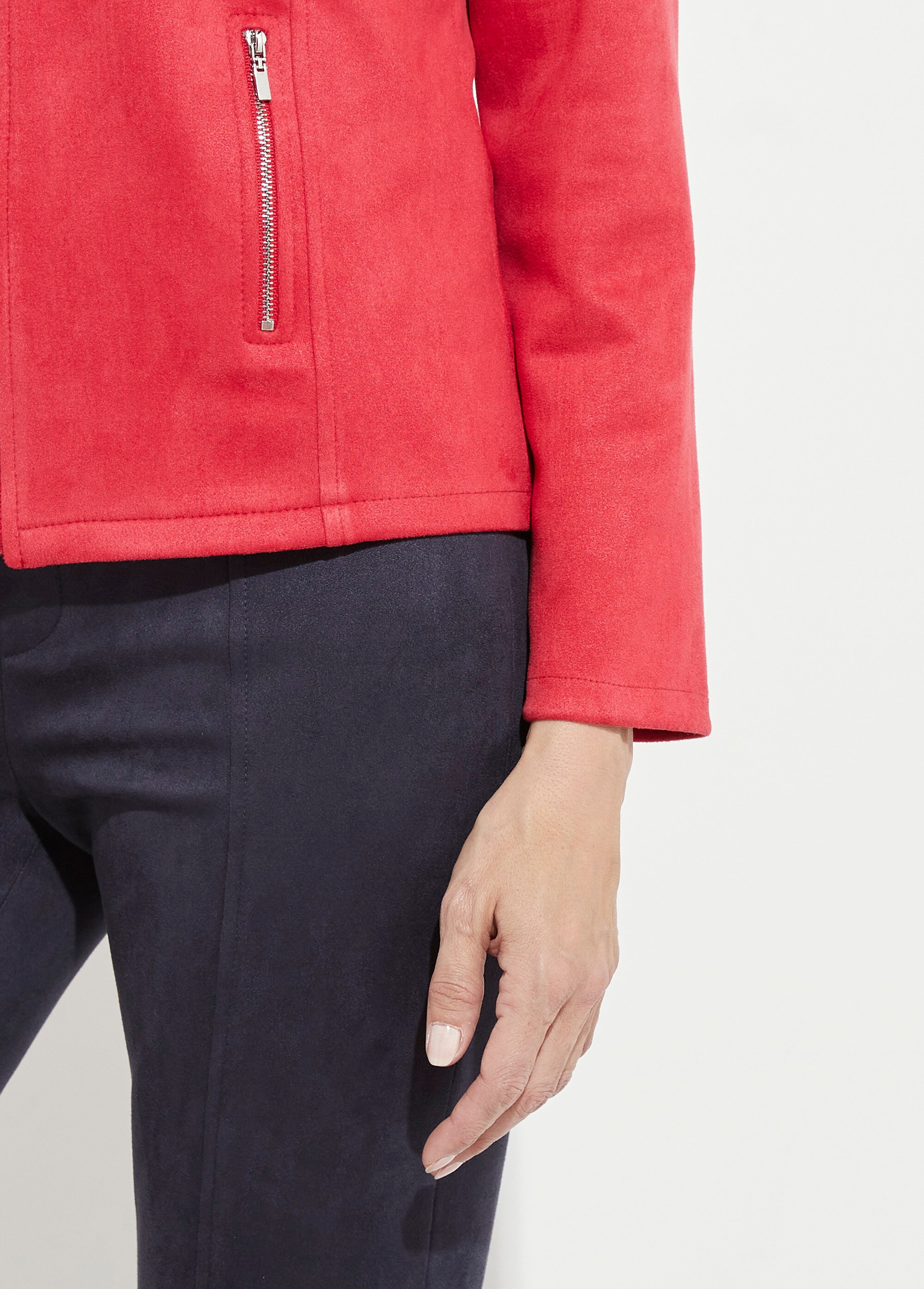 Blouson zippé tissu suédé velouté Femme Rouge TITOUAN DE2
