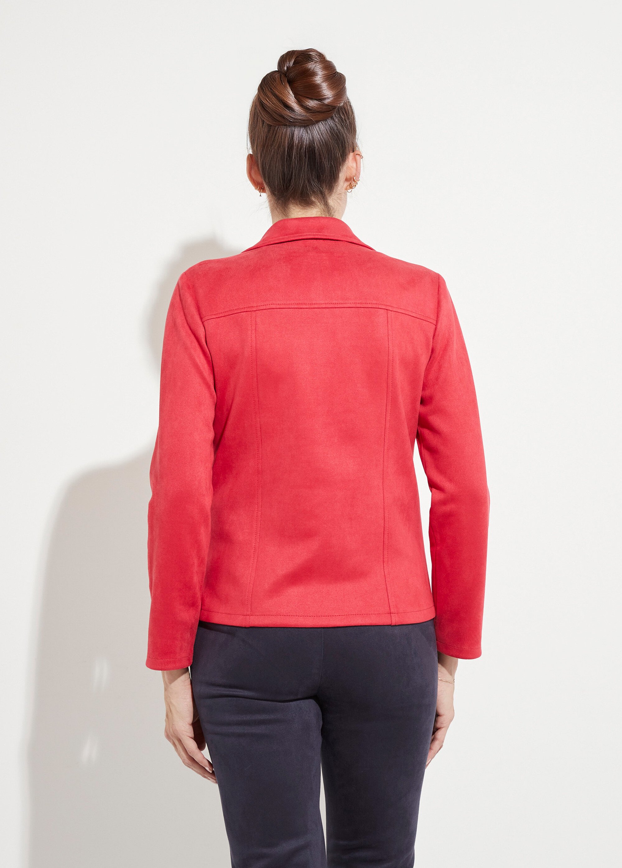 Blouson zippé tissu suédé velouté Femme Rouge TITOUAN DO1