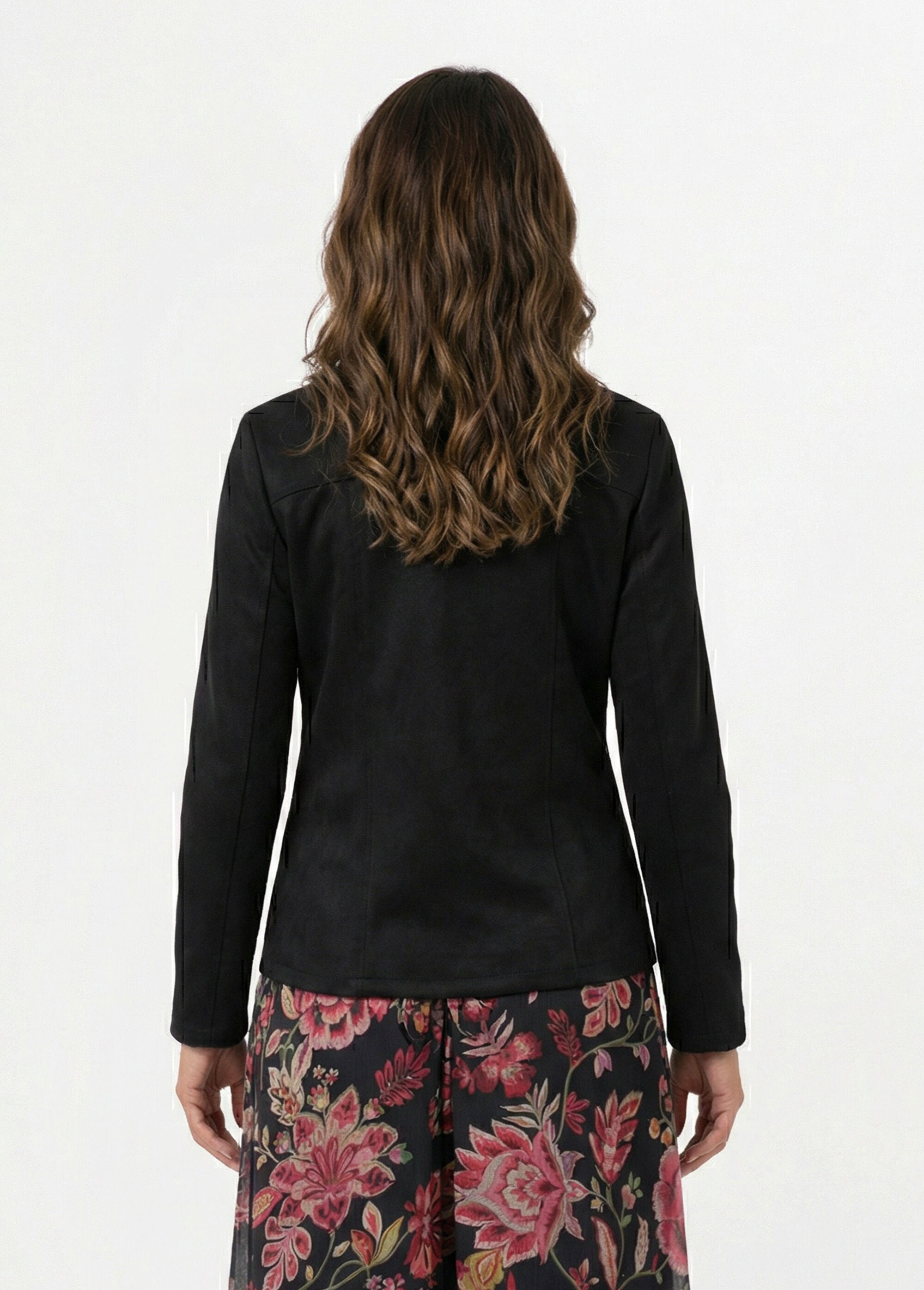 Blouson zippé tissu suédé velouté Femme Noir TITOUAN DO1