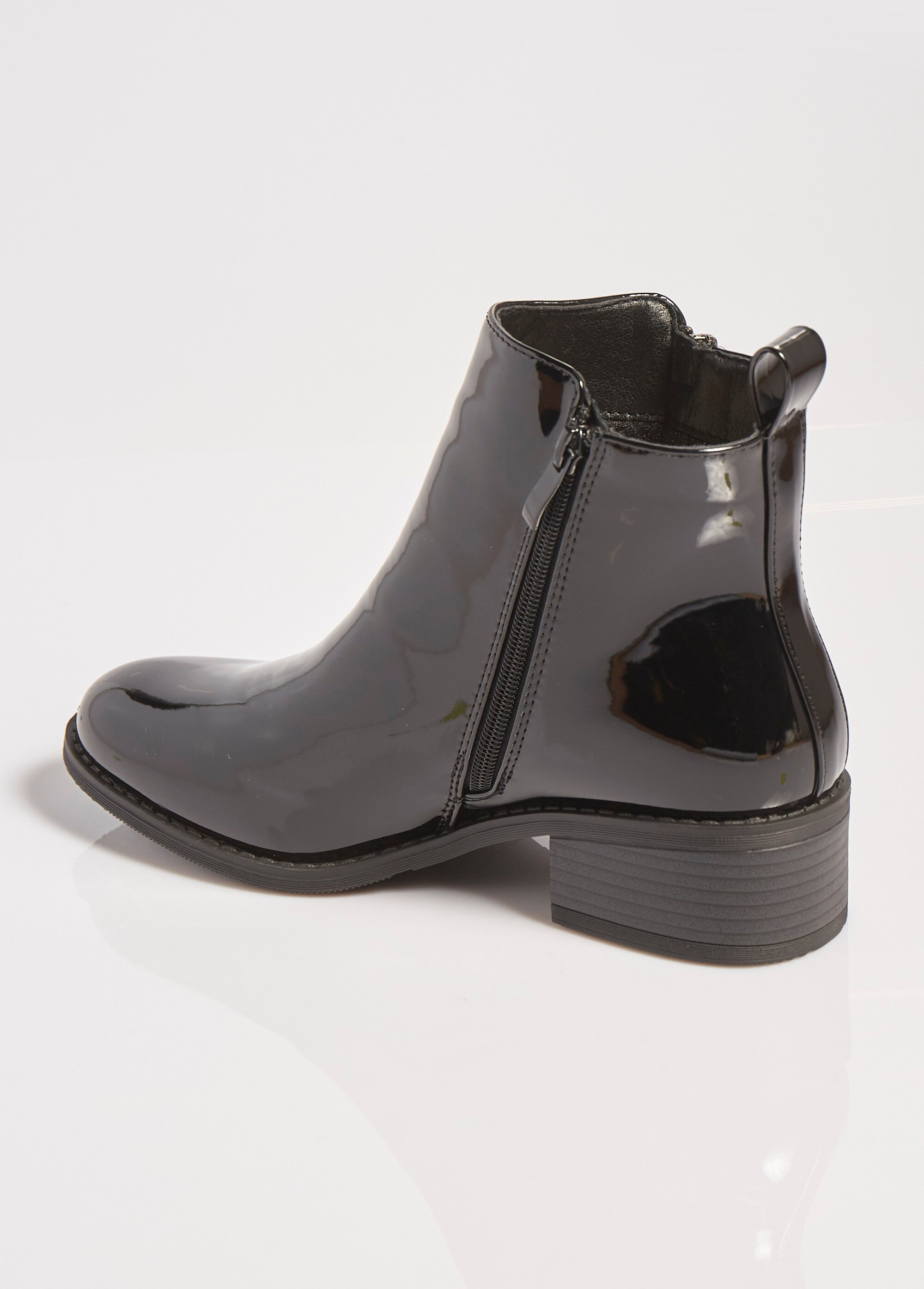 Boots vernies à talon avec double zip