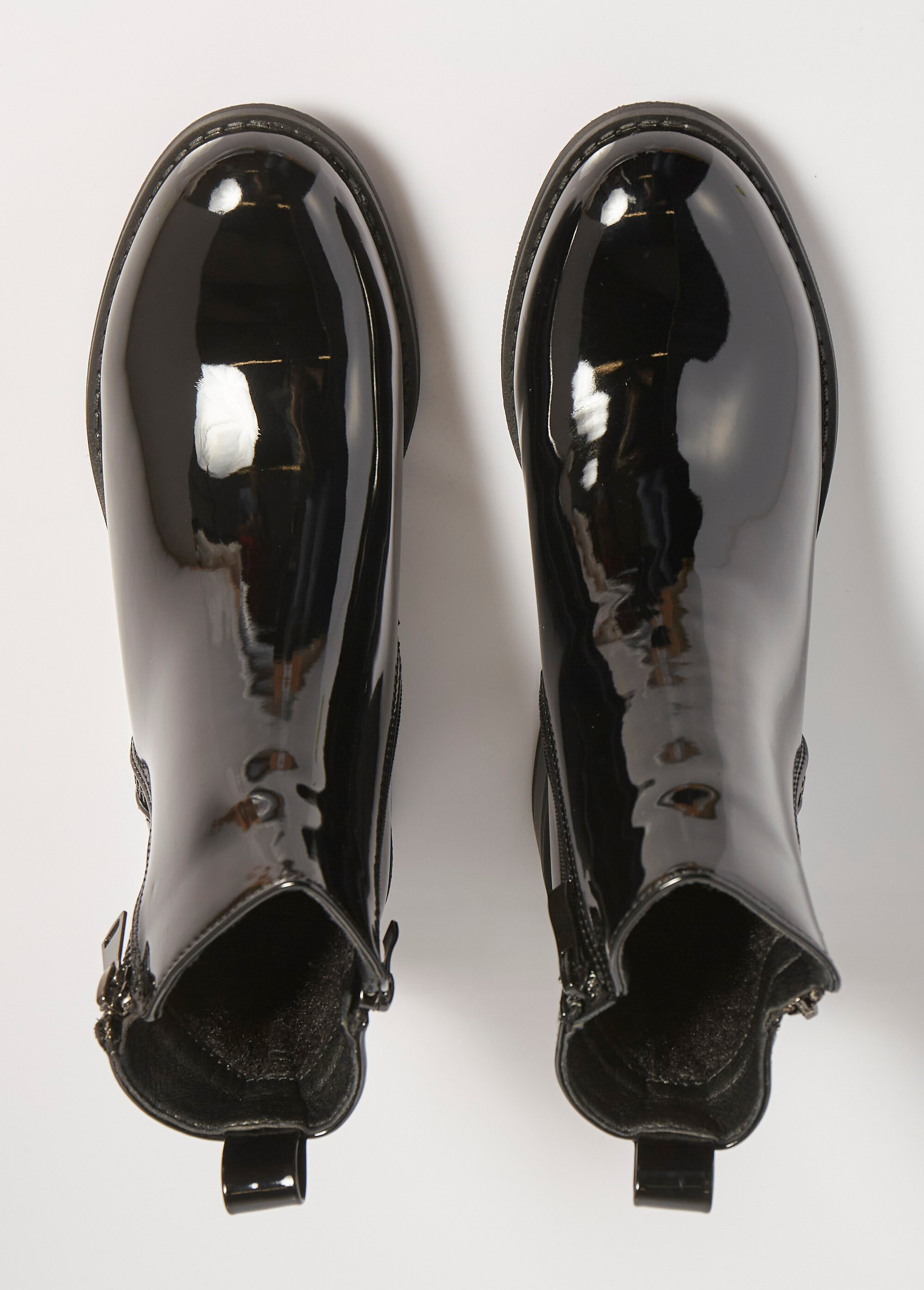 Boots vernies à talon avec double zip Femme Noir QUEFC2-1 OV1