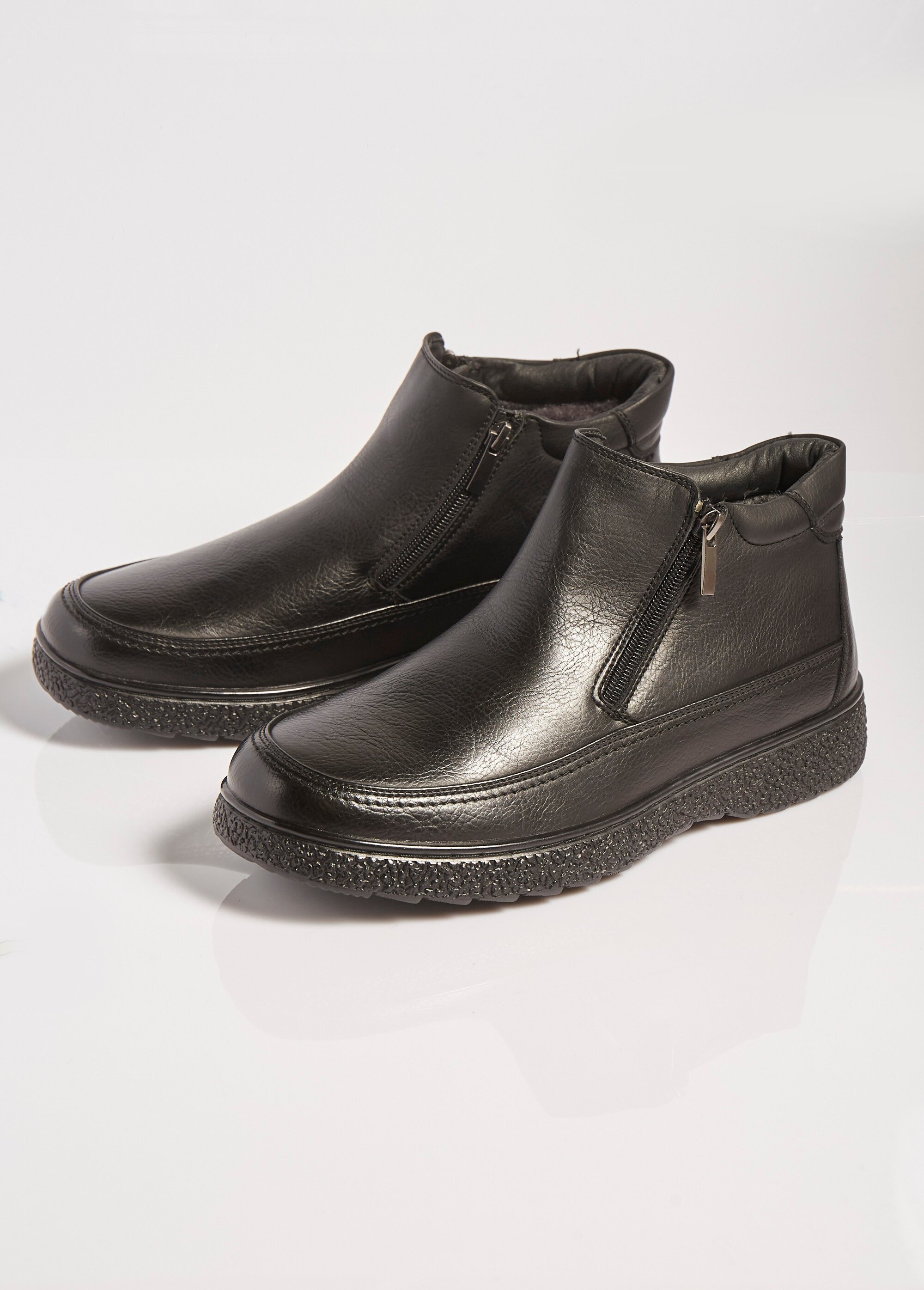 Bottines fourrées zippées à bout rond Homme Noir YIME03781 DE1