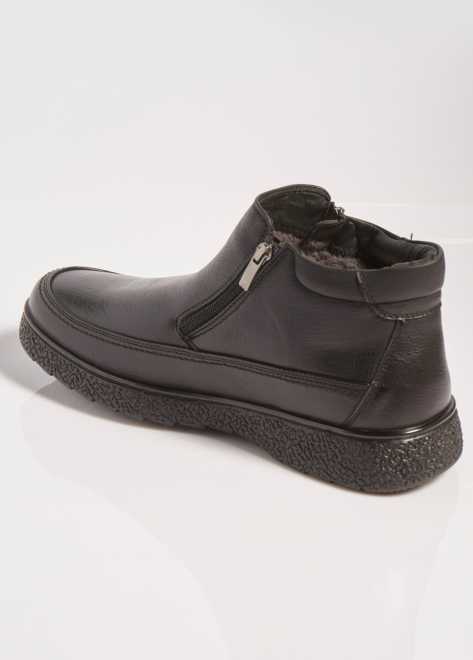 Bottines fourrées zippées à bout rond Homme Noir YIME03781 DO1