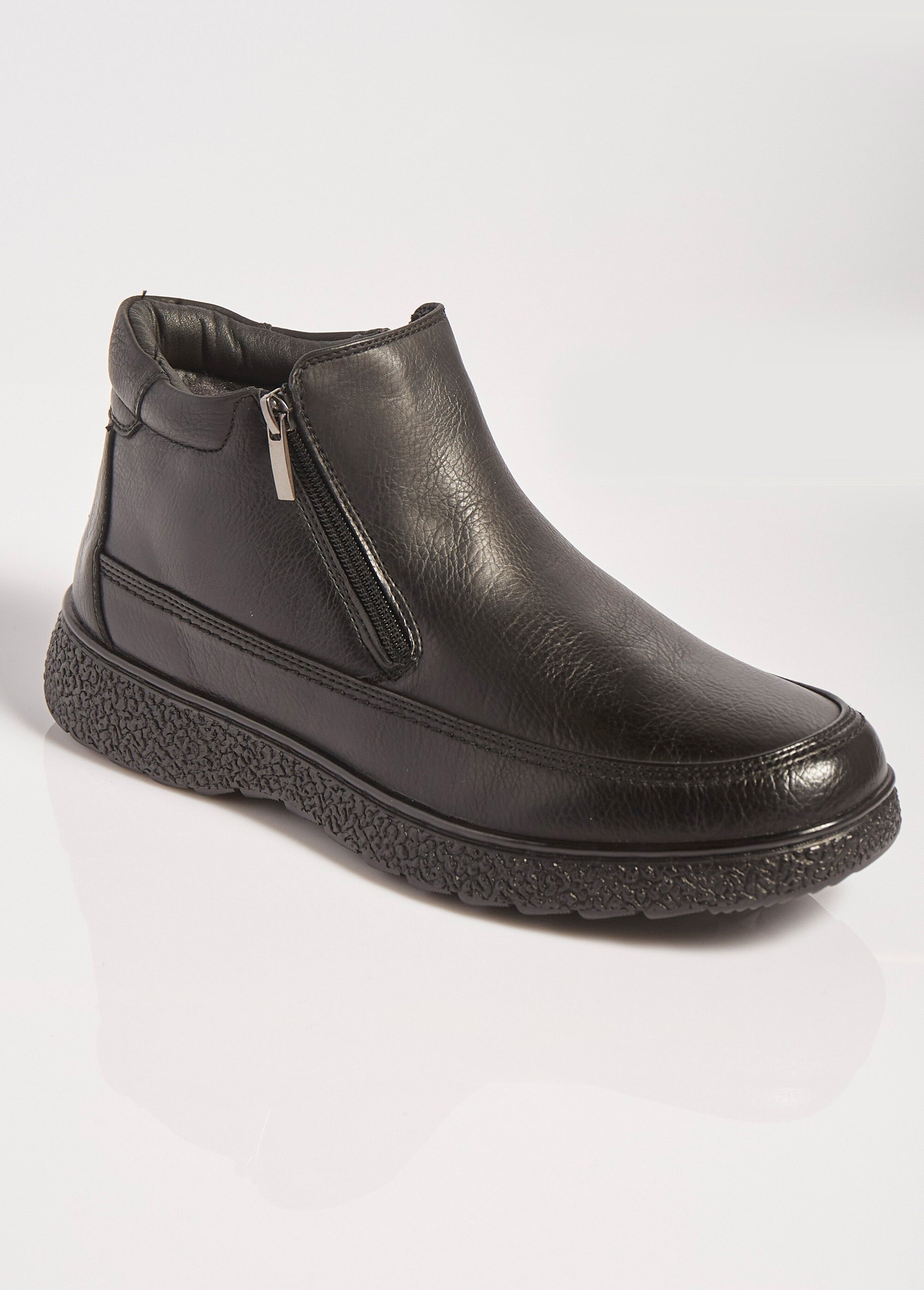 Bottines fourrées zippées à bout rond Homme Noir YIME03781 FA1