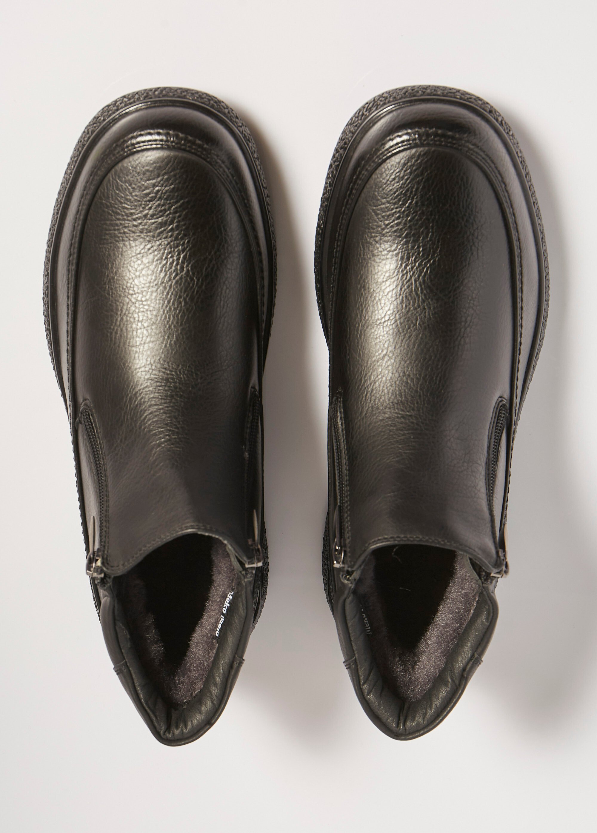 Bottines fourrées zippées à bout rond Homme Noir YIME03781 OV1