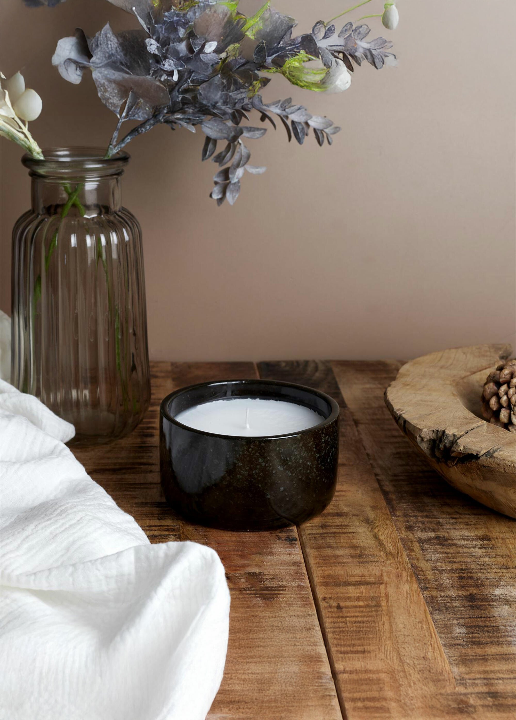 Bougie parfumée en céramique, diam 12cm Noir CMP-BO0005 SI1