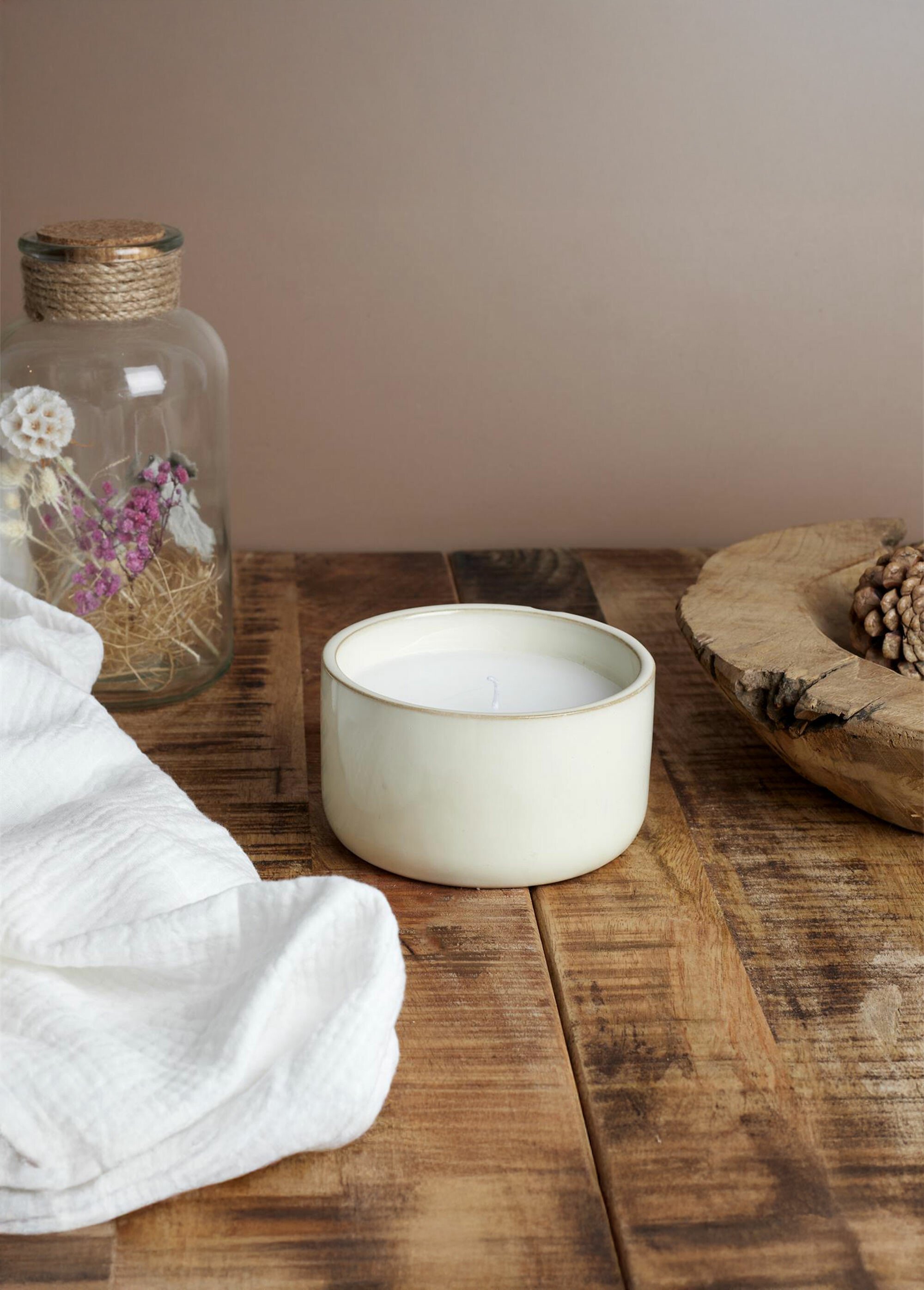 Bougie parfumée en céramique, diam 12cm Blanc CMP-BO0005 SI1