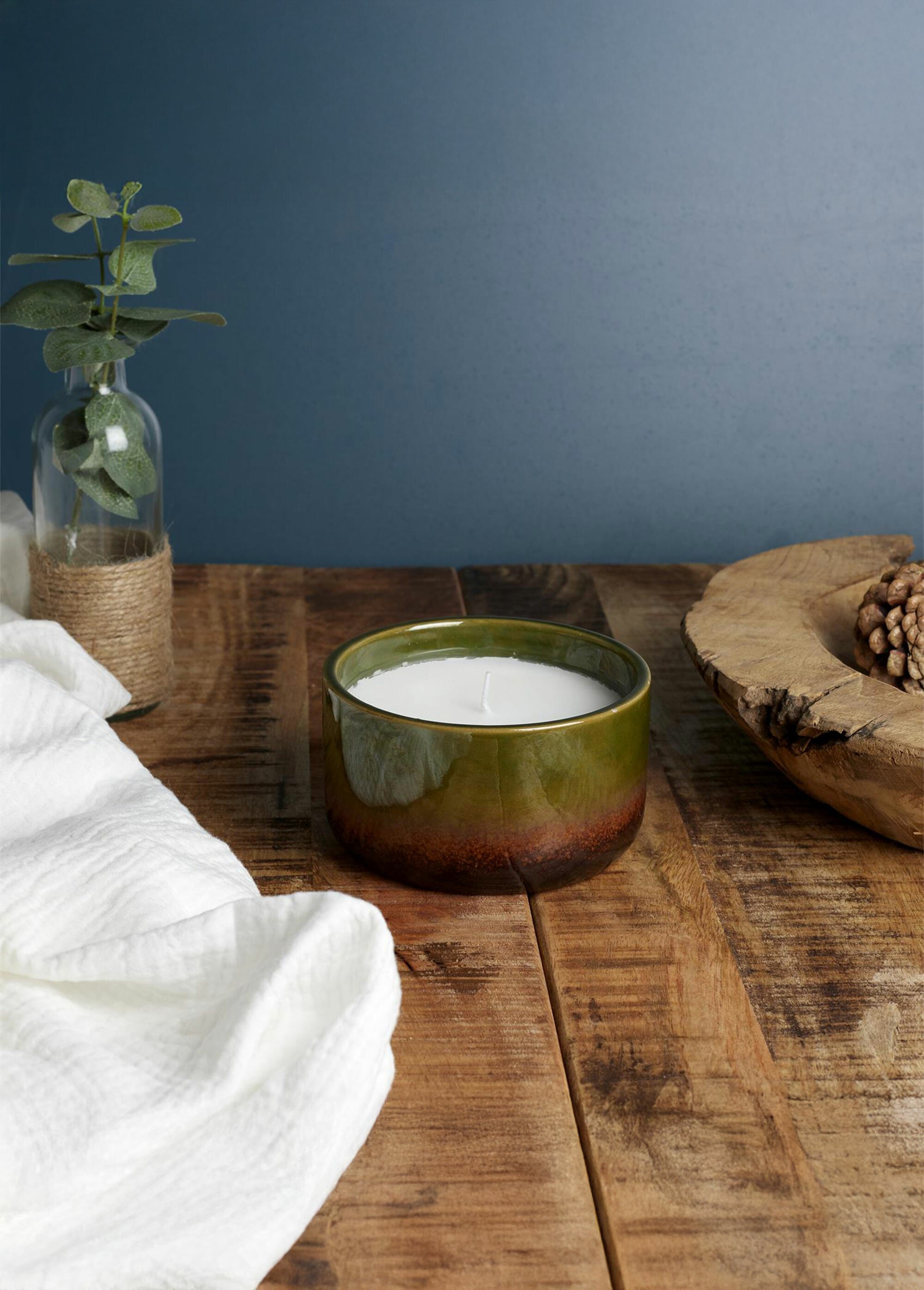 Bougie parfumée en céramique, diam 12cm Vert CMP-BO0005 SI1