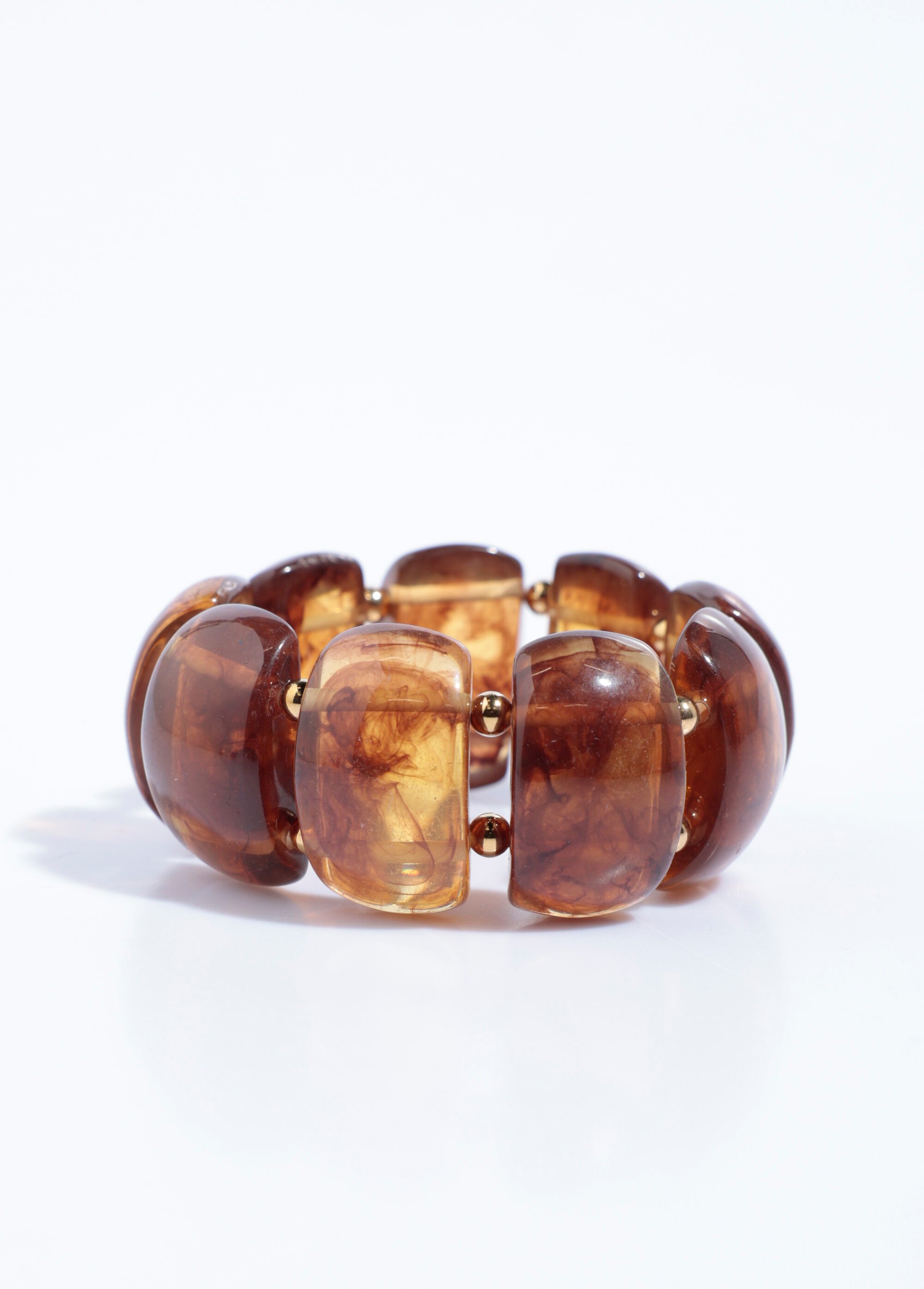 Bracelet élastiqué perles aspect naturel Marron ELL-LBR-101 FA1