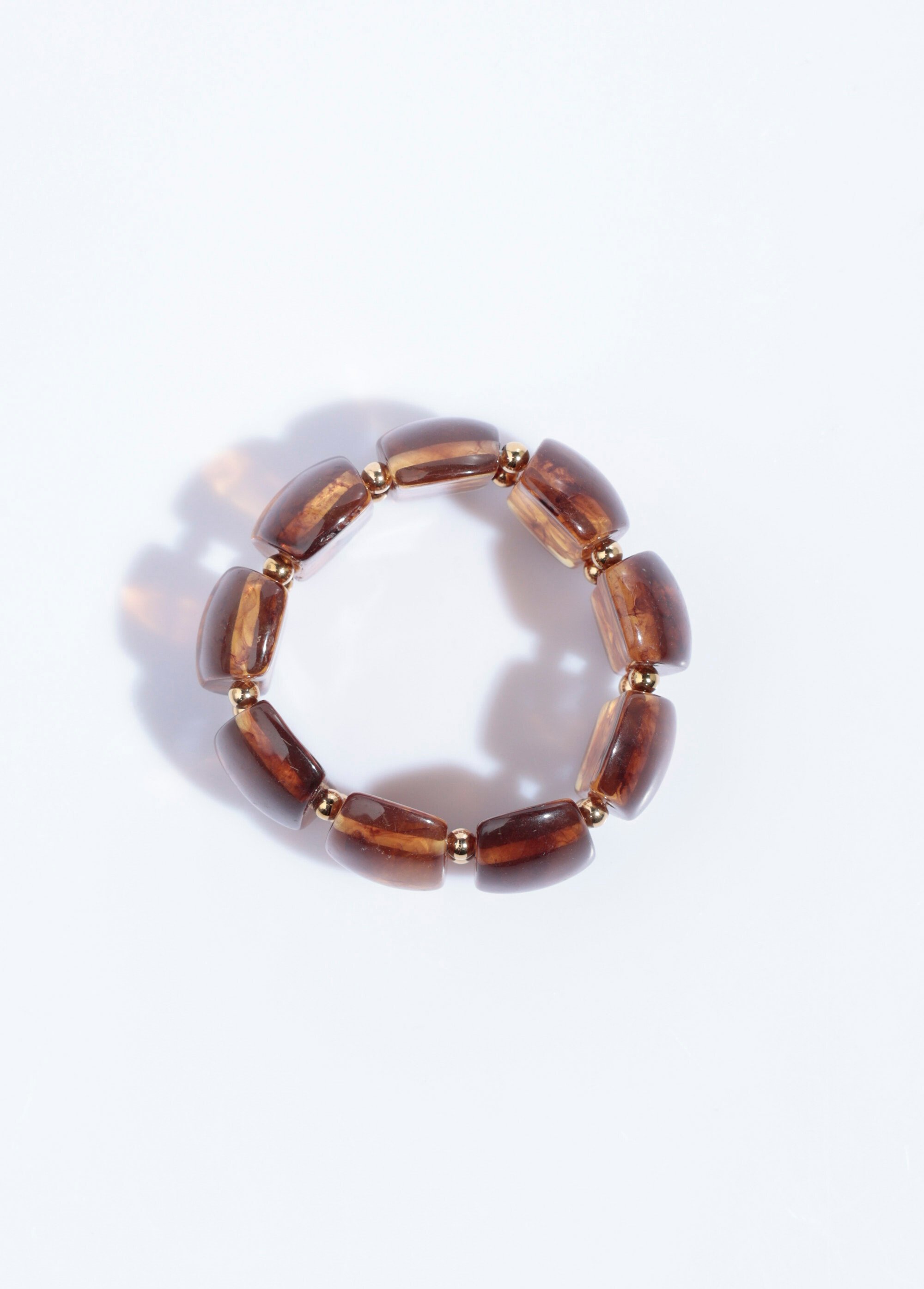 Bracelet élastiqué perles aspect naturel Marron ELL-LBR-101 OV1